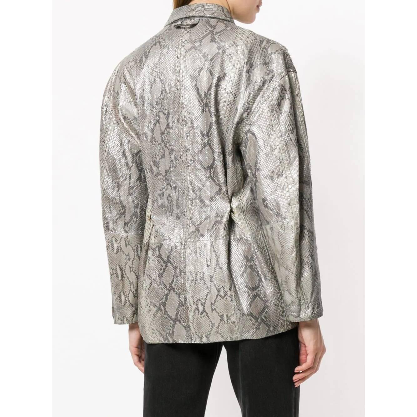 Gray 1980s A.N.G.E.L.O. Vintage Cult Python Leather Jacket For Sale