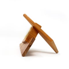 1980s Angular Burl Wood Desk Clock