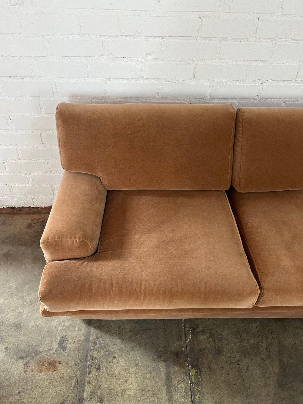 Mid-Century Modern 1980s Angular Sofa in Blush Velvet