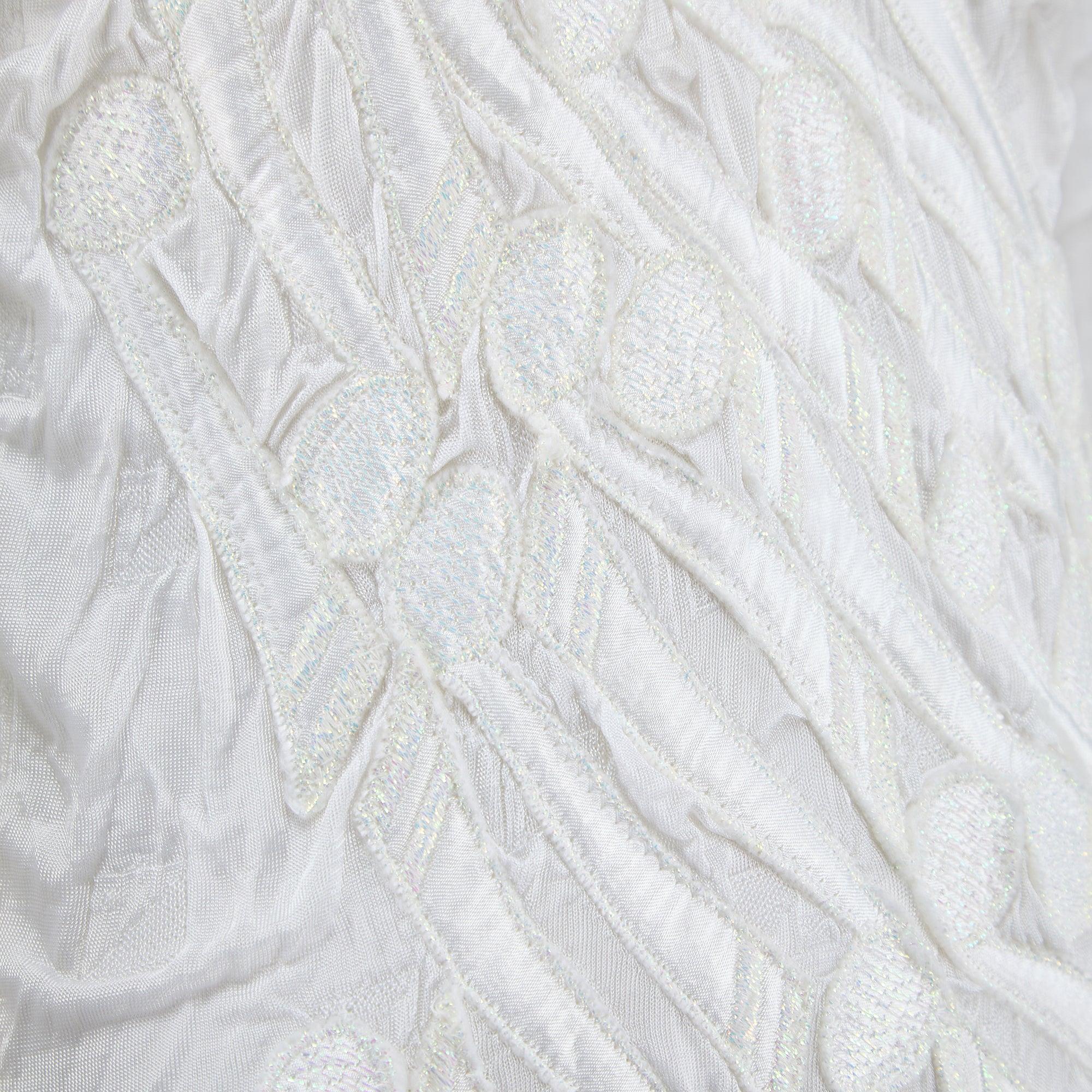 1980s Ann Balon White Puff Sleeve Wedding Dress with Ruffle Hem In Excellent Condition For Sale In London, GB