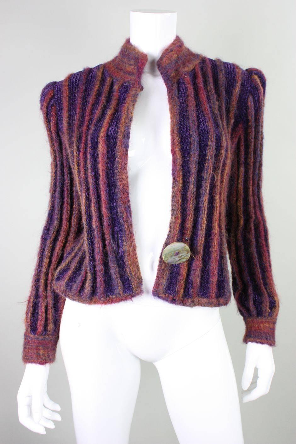 1980's Ann Caron by Annette Pyes  Mohair Cardigan For Sale 2