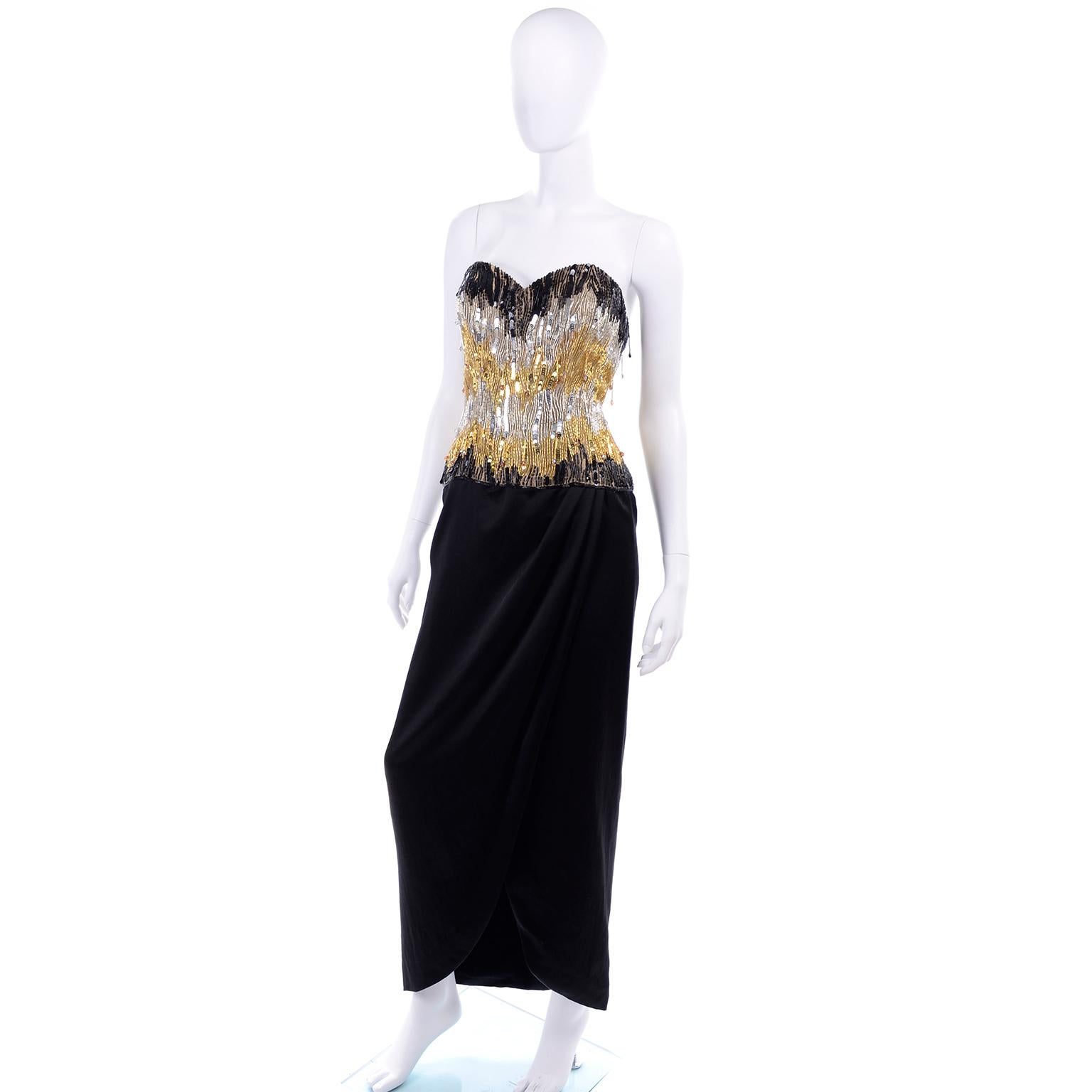 women's black and gold formal dress