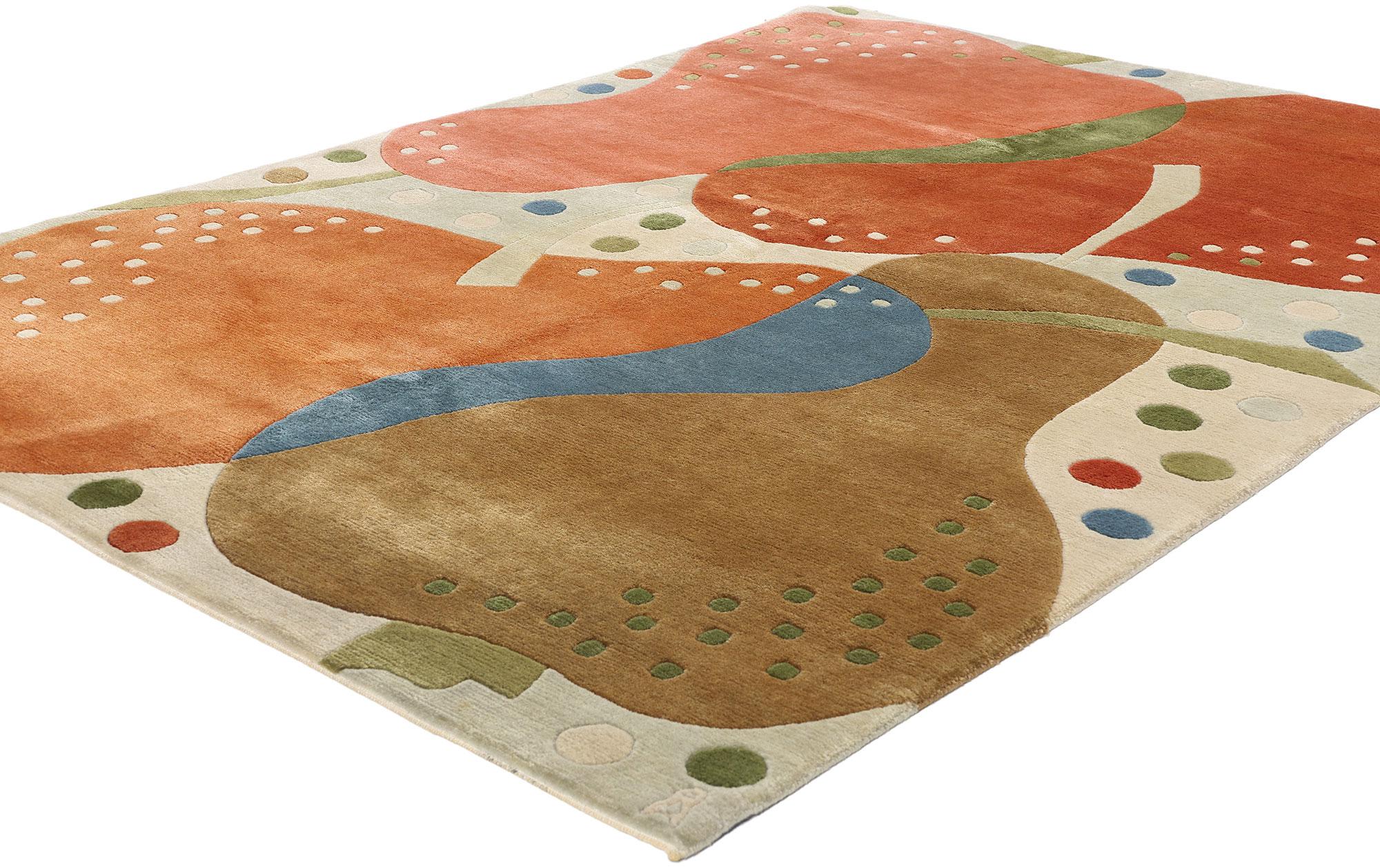 79066 Anna Johanna Angstrom Vintage Swedish Pile Rug, 04'08 x 06'07. The 