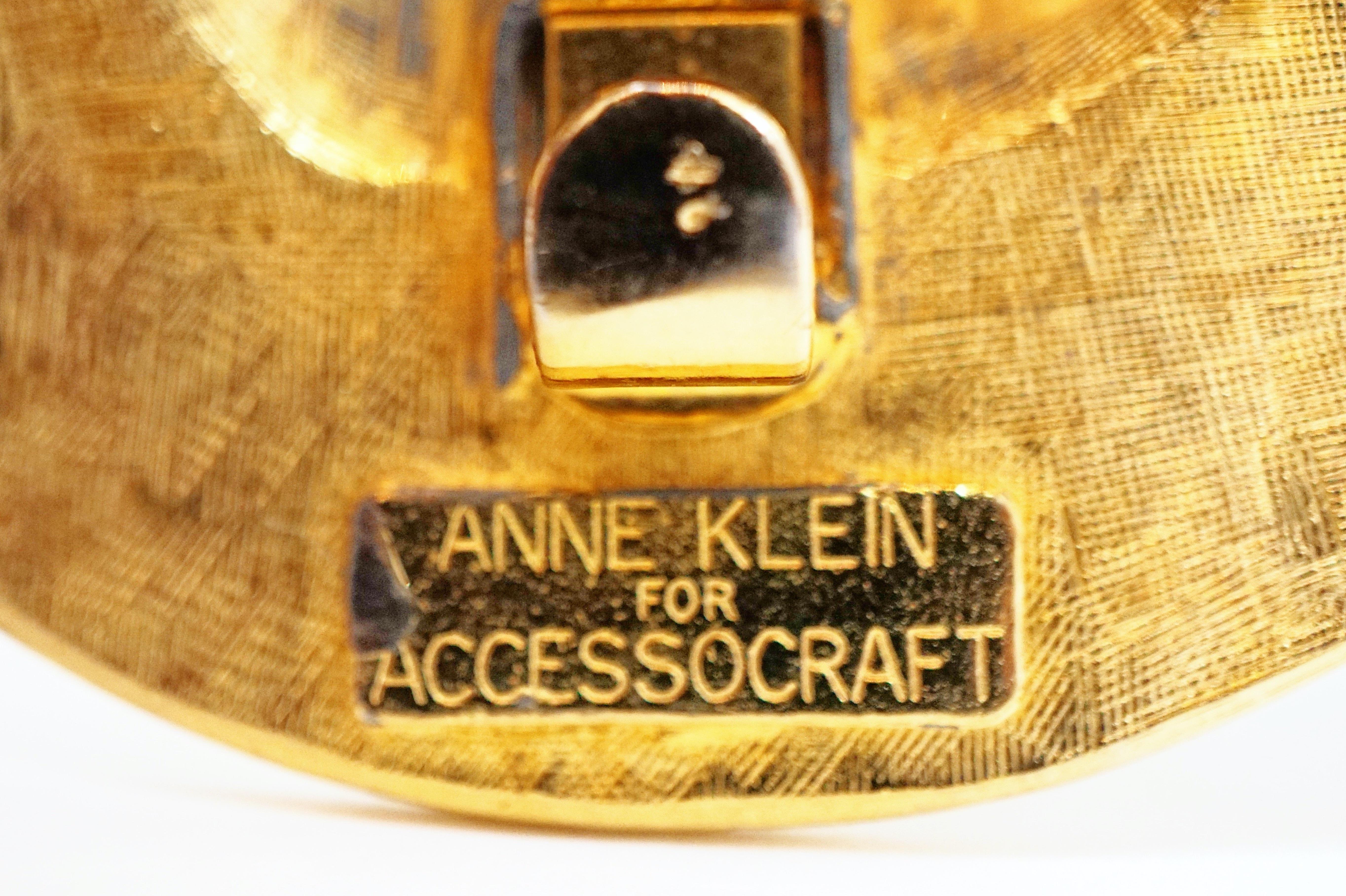 1980s Anne Klein For Accessocraft Lion Head Stretch Belt with Pearls, Signed 7