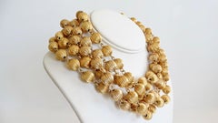 1980s Anne Klein Gold Beaded Multi-Strand Necklace