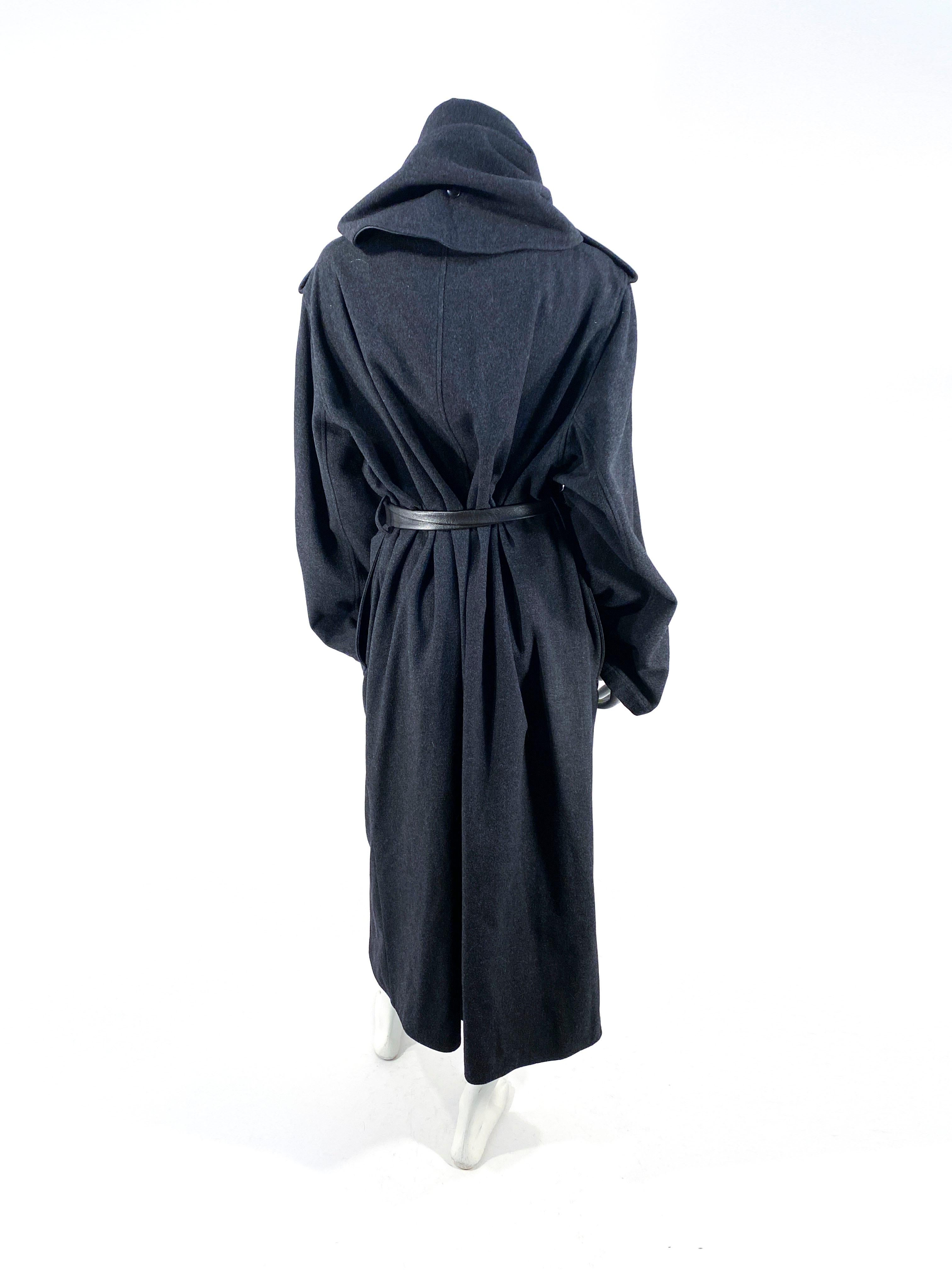Black 1980s Anne Marie Beretta Charcoal Wool Coat