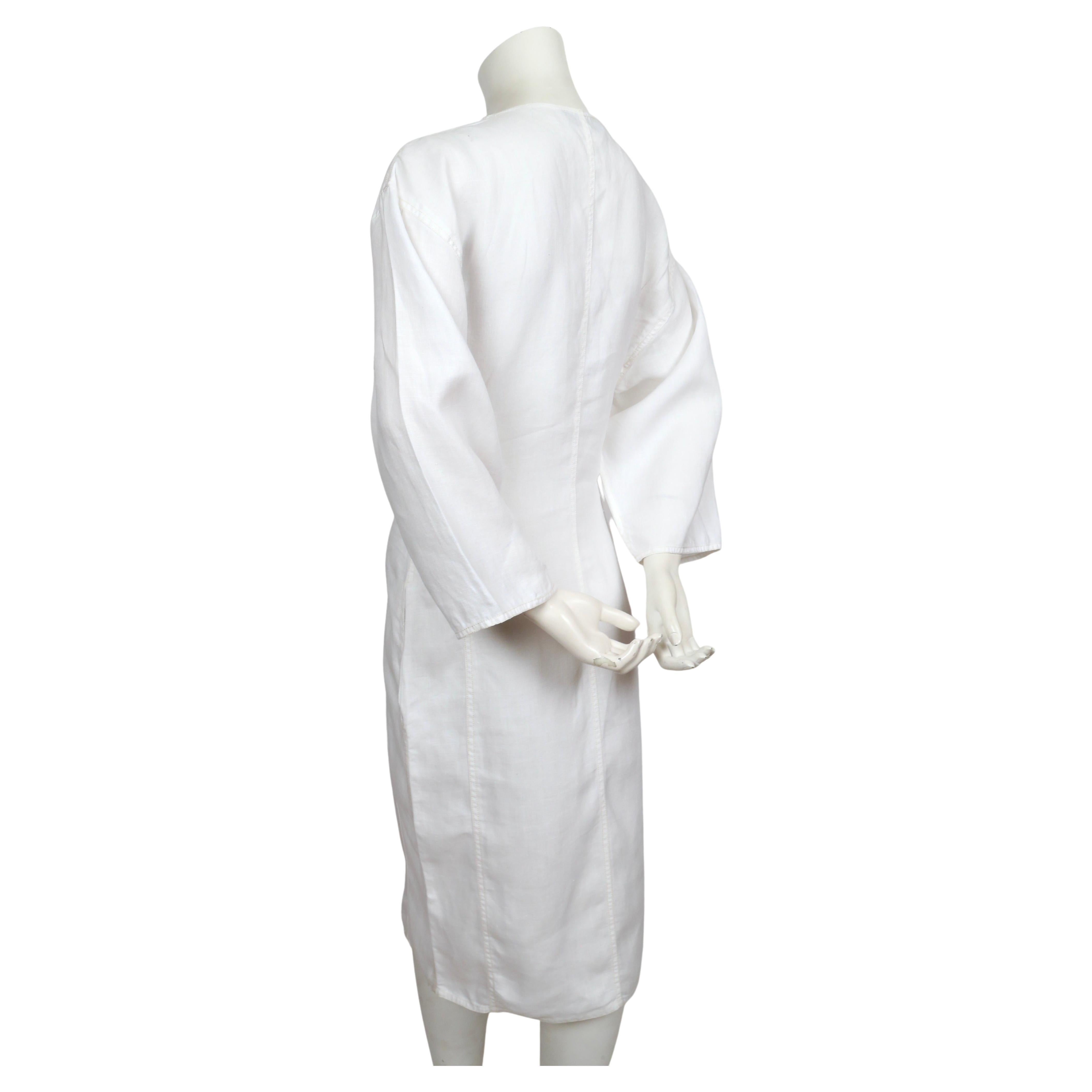 1980's ANNE MARIE BERETTA white linen dress For Sale 2