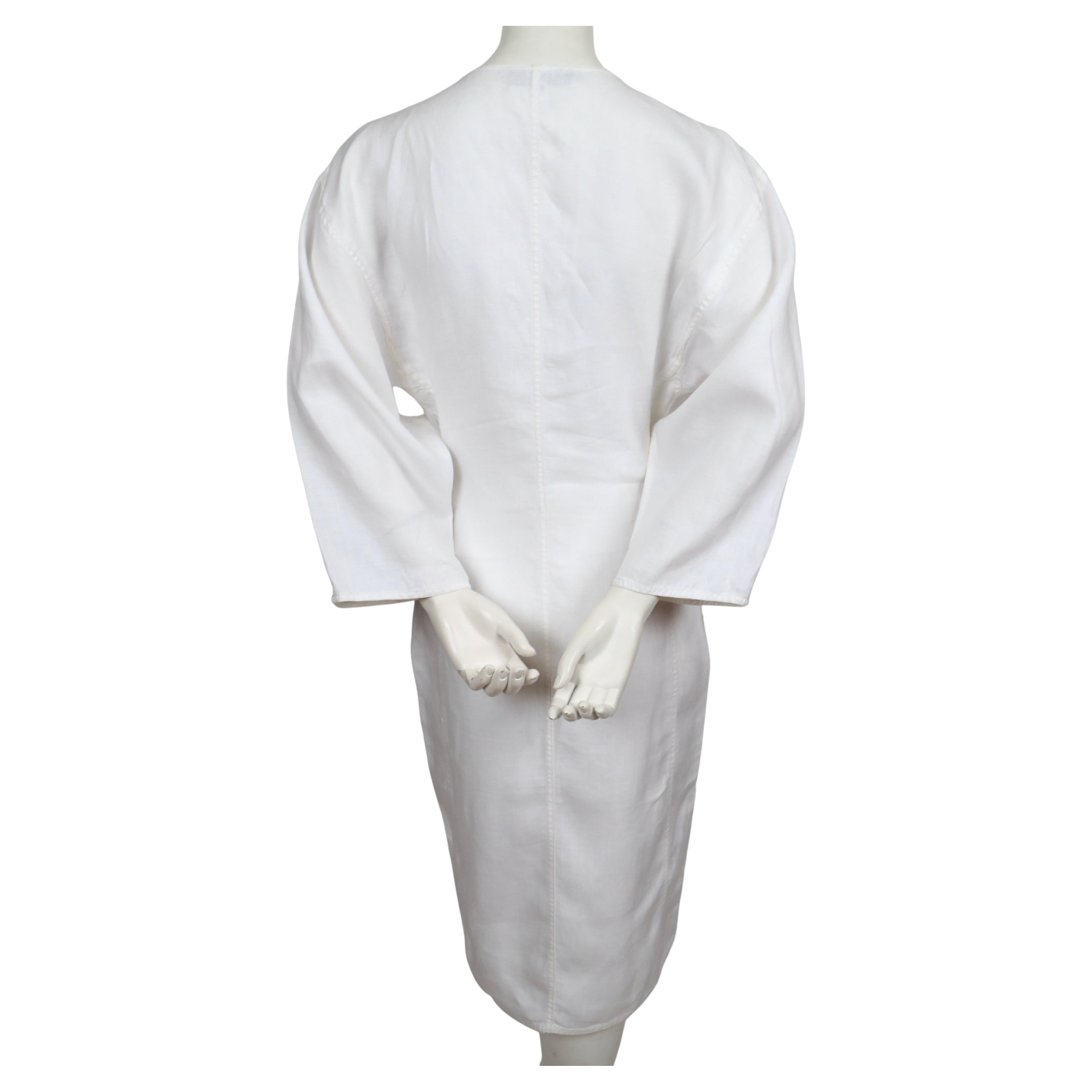 1980's ANNE MARIE BERETTA white linen dress For Sale 3