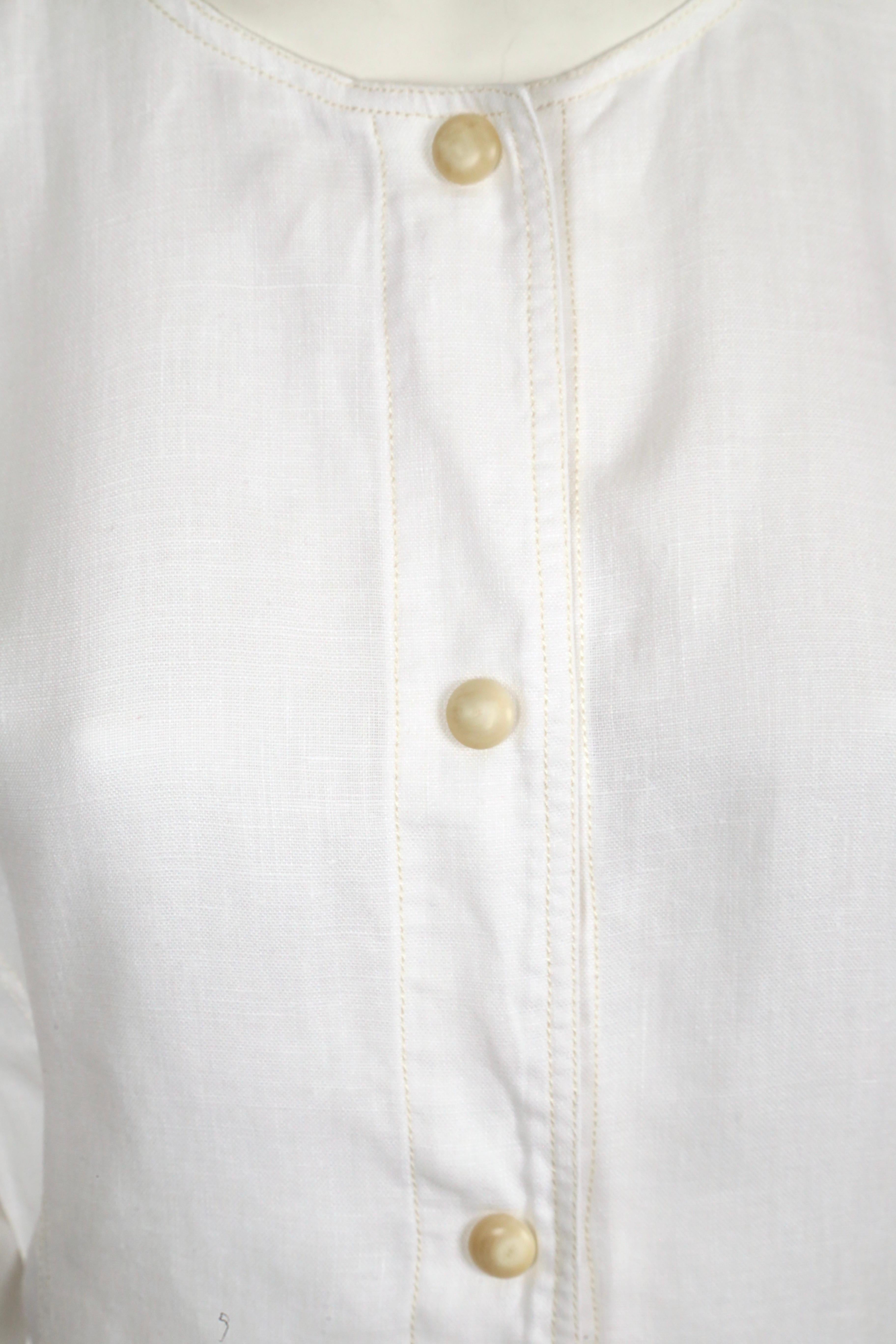1980's ANNE MARIE BERETTA white linen dress For Sale 4