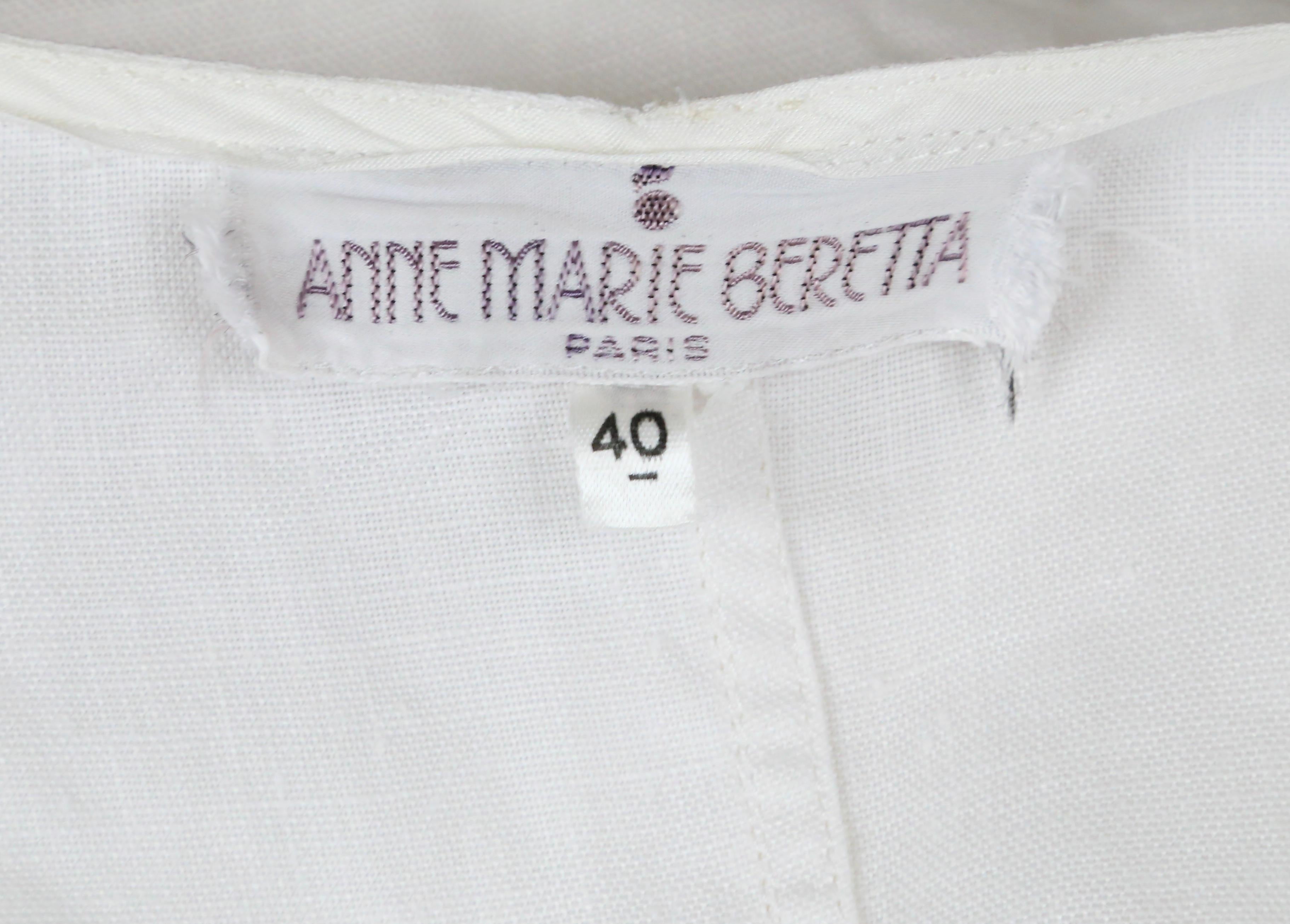 1980's ANNE MARIE BERETTA white linen dress For Sale 5