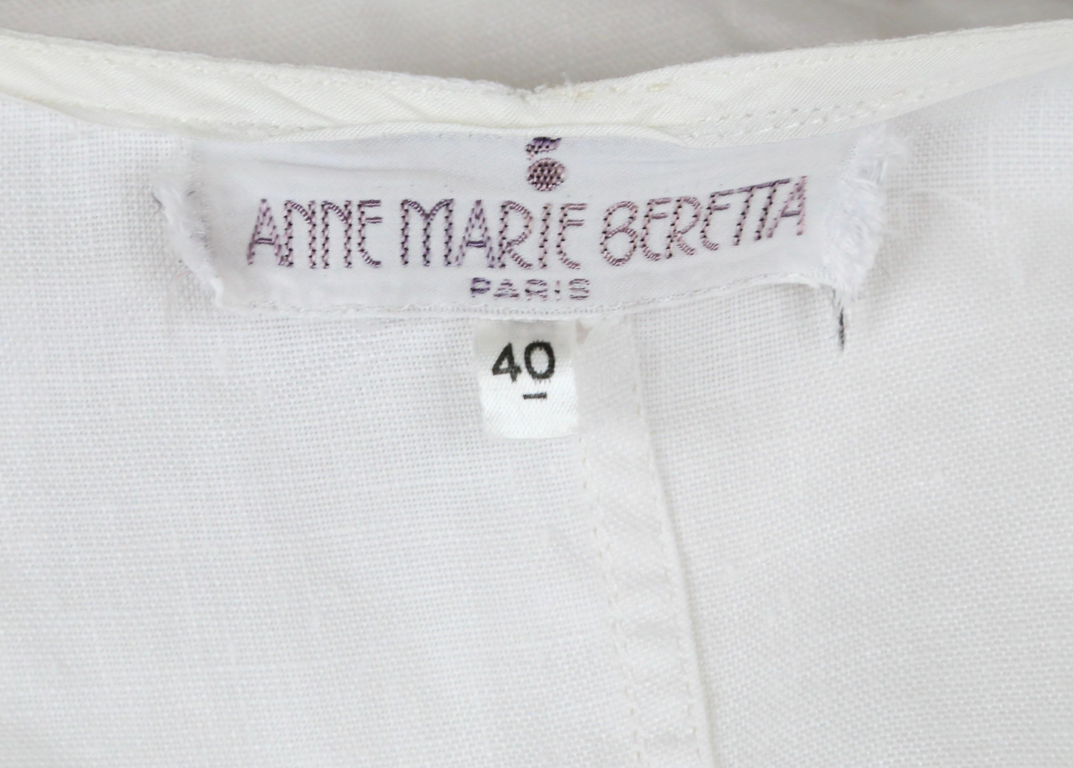Abito anni '80 in lino bianco di ANNE MARIE BERETTA in vendita 4