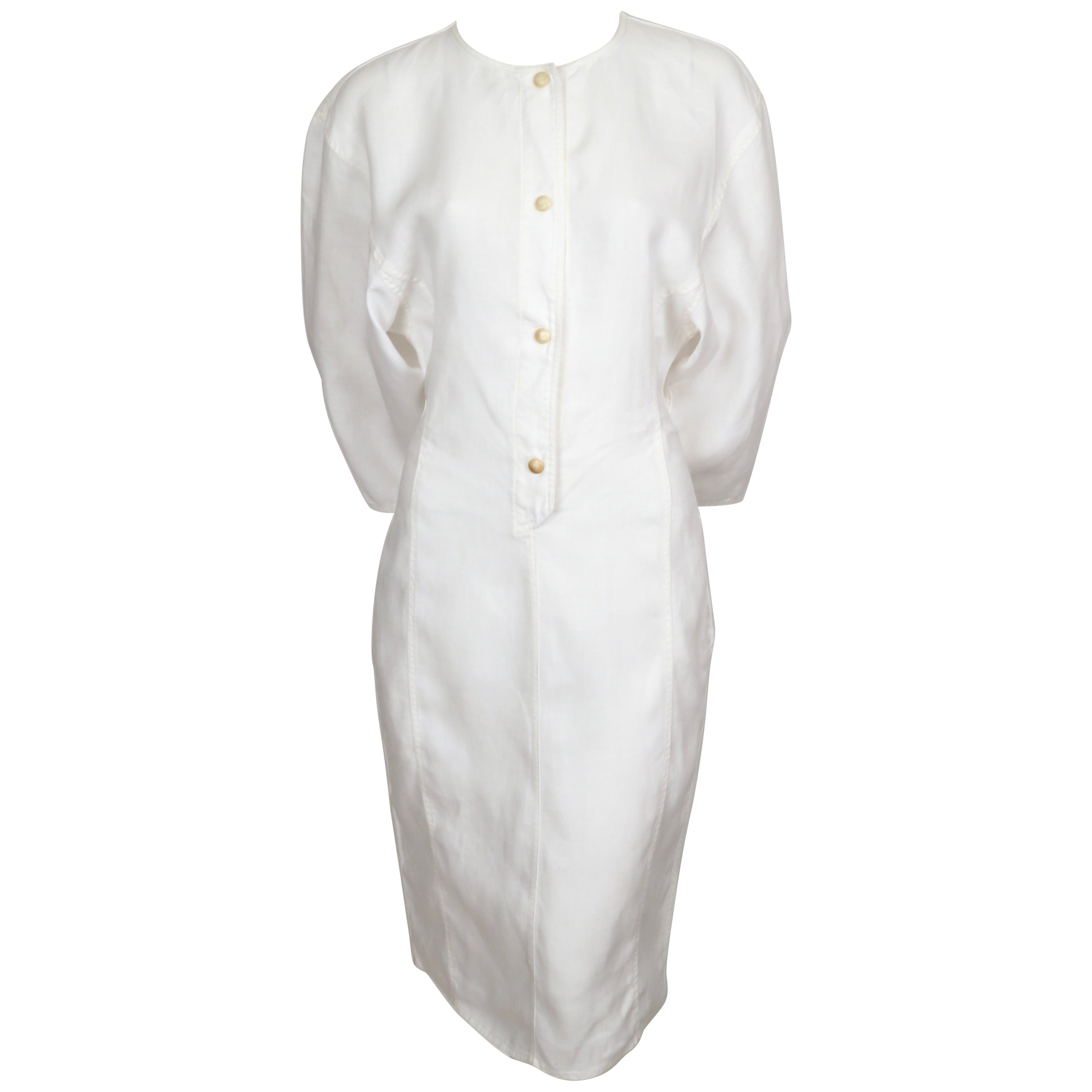 Vestido de lino blanco ANNE MARIE BERETTA de los años 80