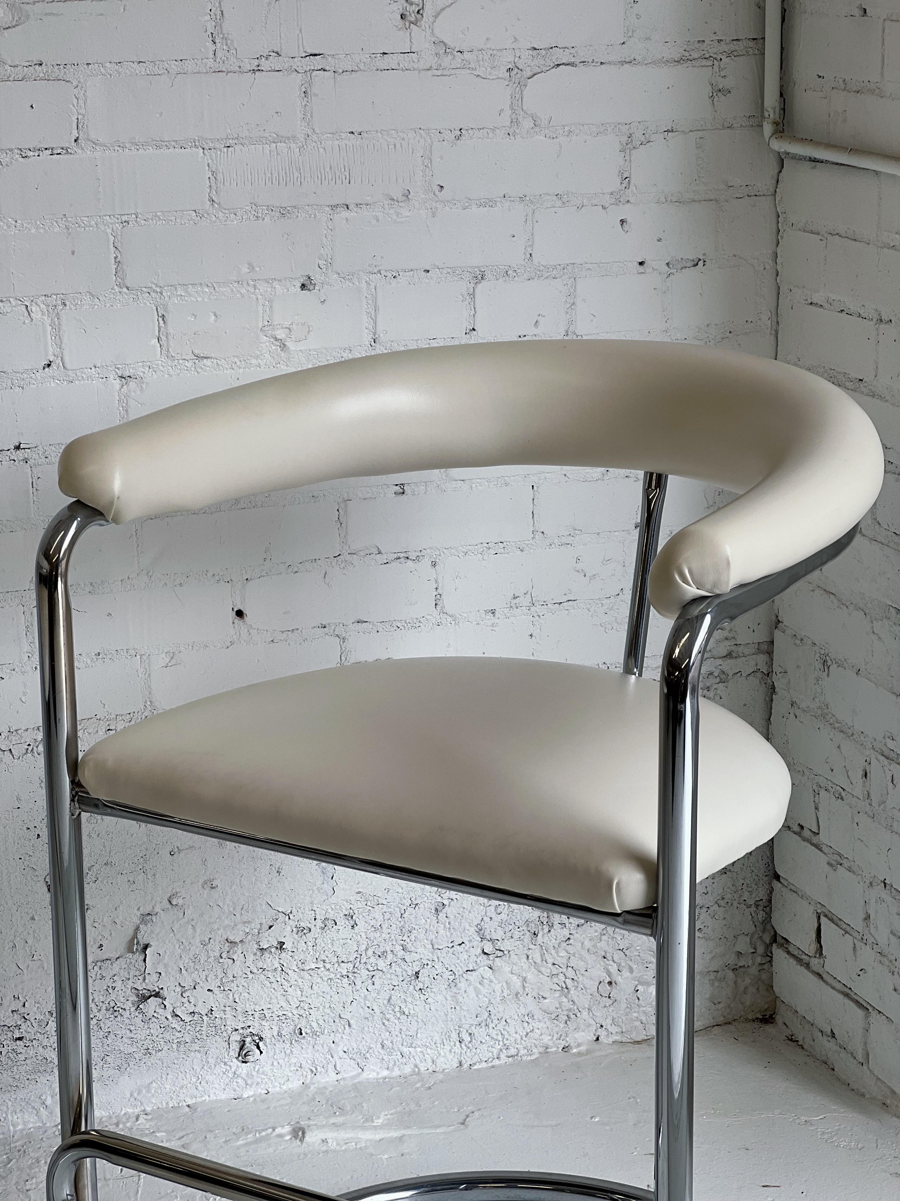 North American 1980's Anton Lorenz Cantilever Chrome Barstools For Sale