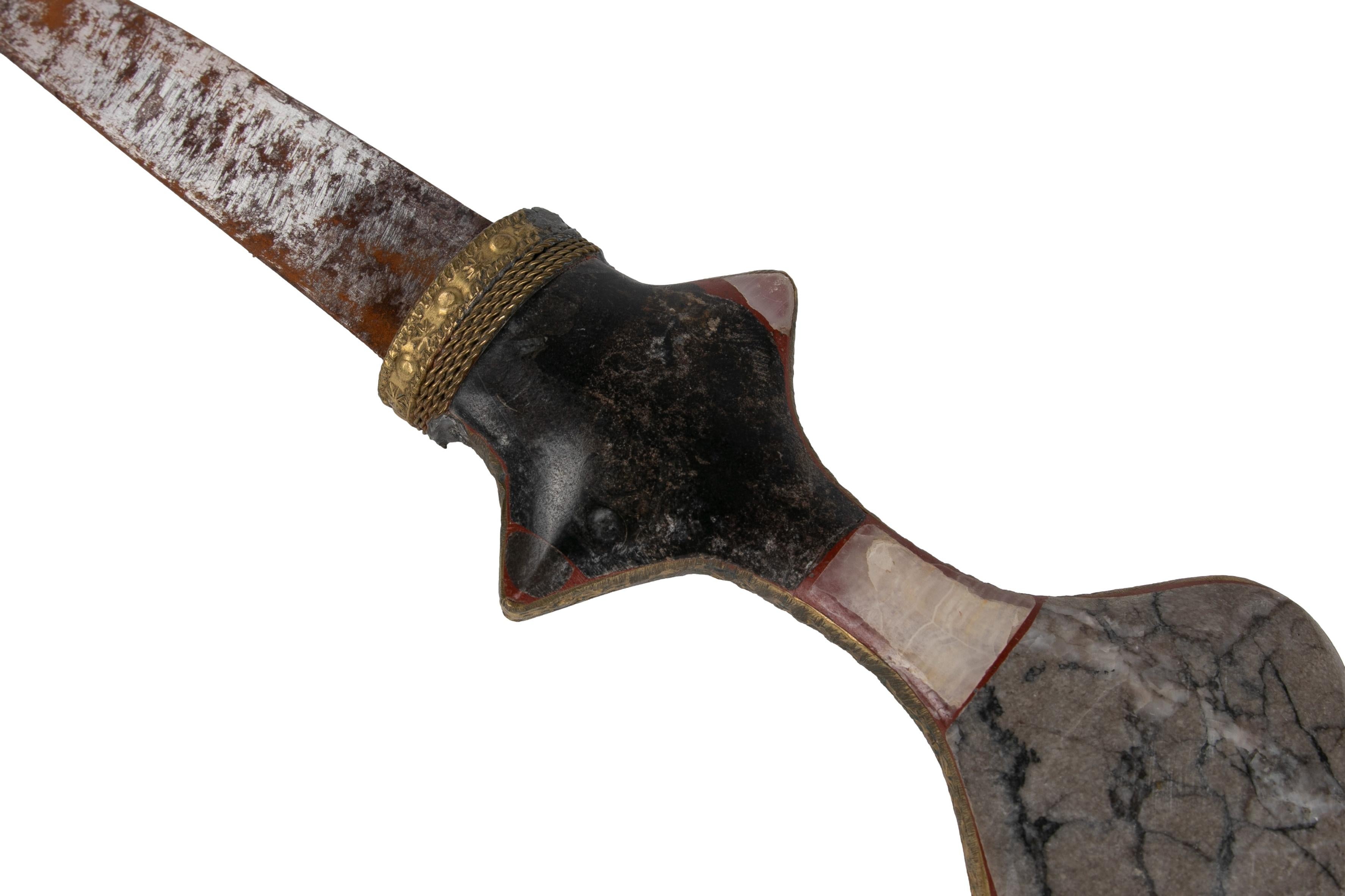 1980s Arabic Style Dagger Made with Hard Stones For Sale 4