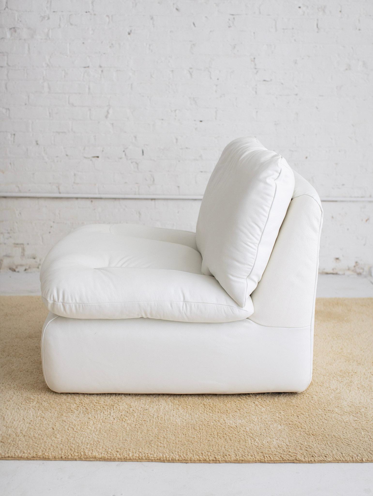 Post-Modern 1980s Arconas for Ligne Roset White Leather Oversized Lounge Chair