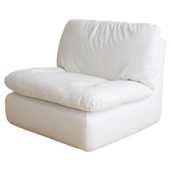 1980s Arconas for Ligne Roset White Leather Oversized Lounge Chair