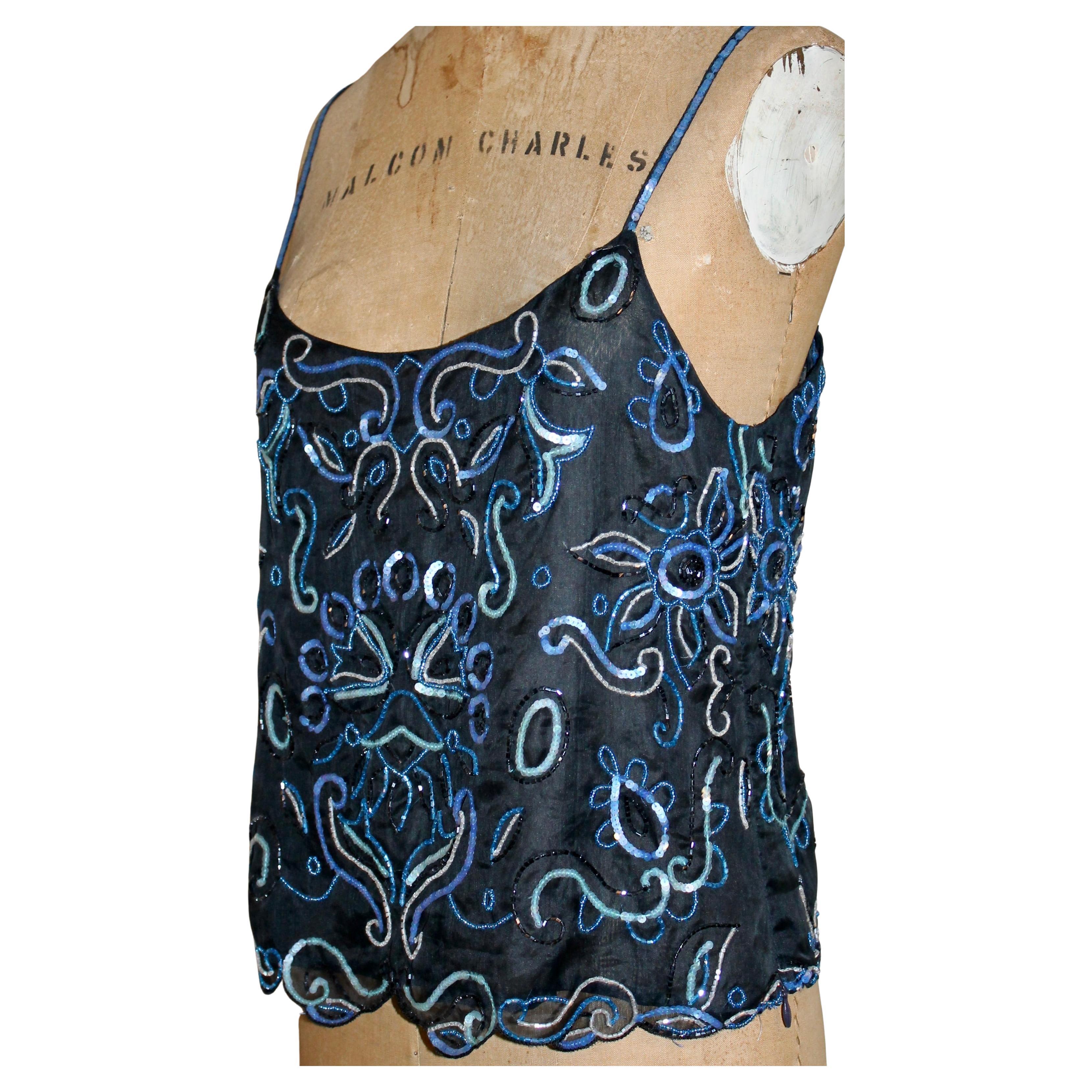 Camisola de seda con cuentas Armani de los años 80 en venta