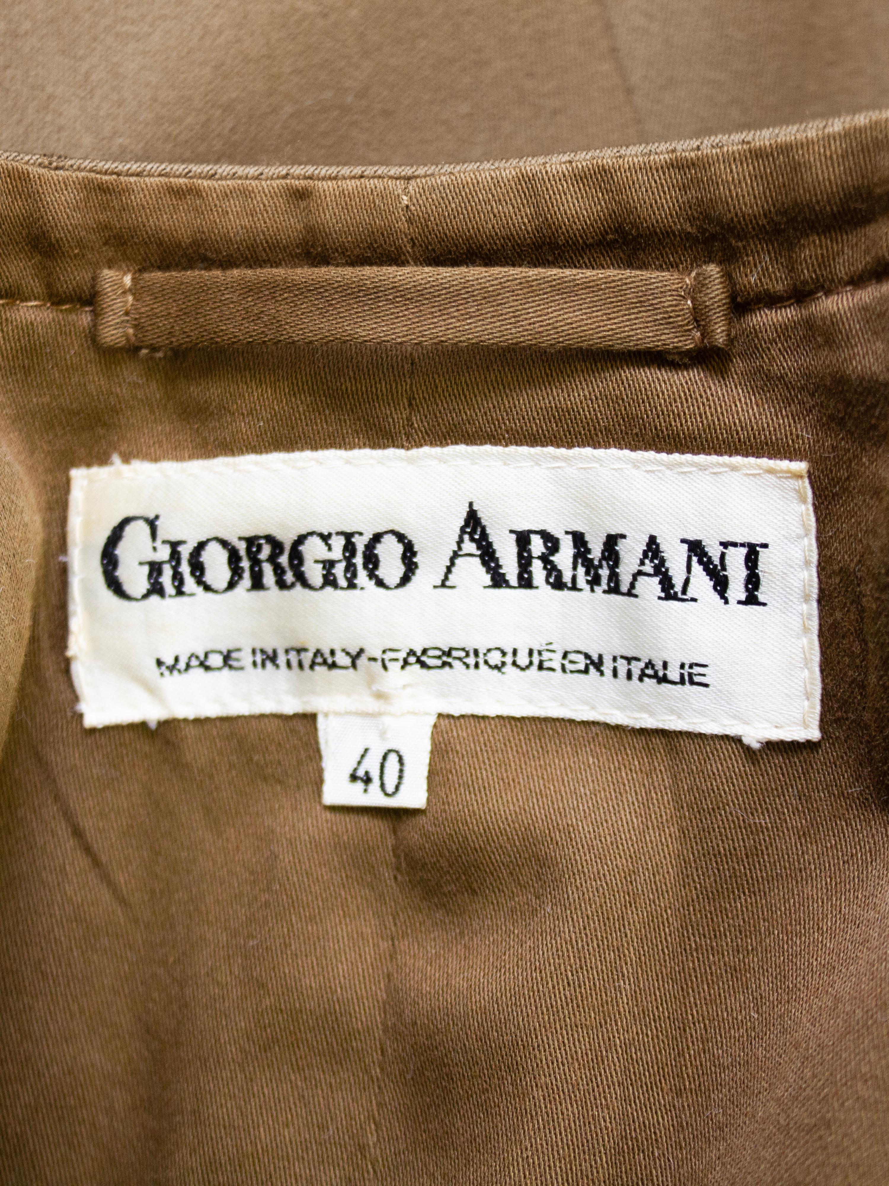1980s Armani Brown Collarless Jacket and Chevron Wool Pants Set For Sale 4