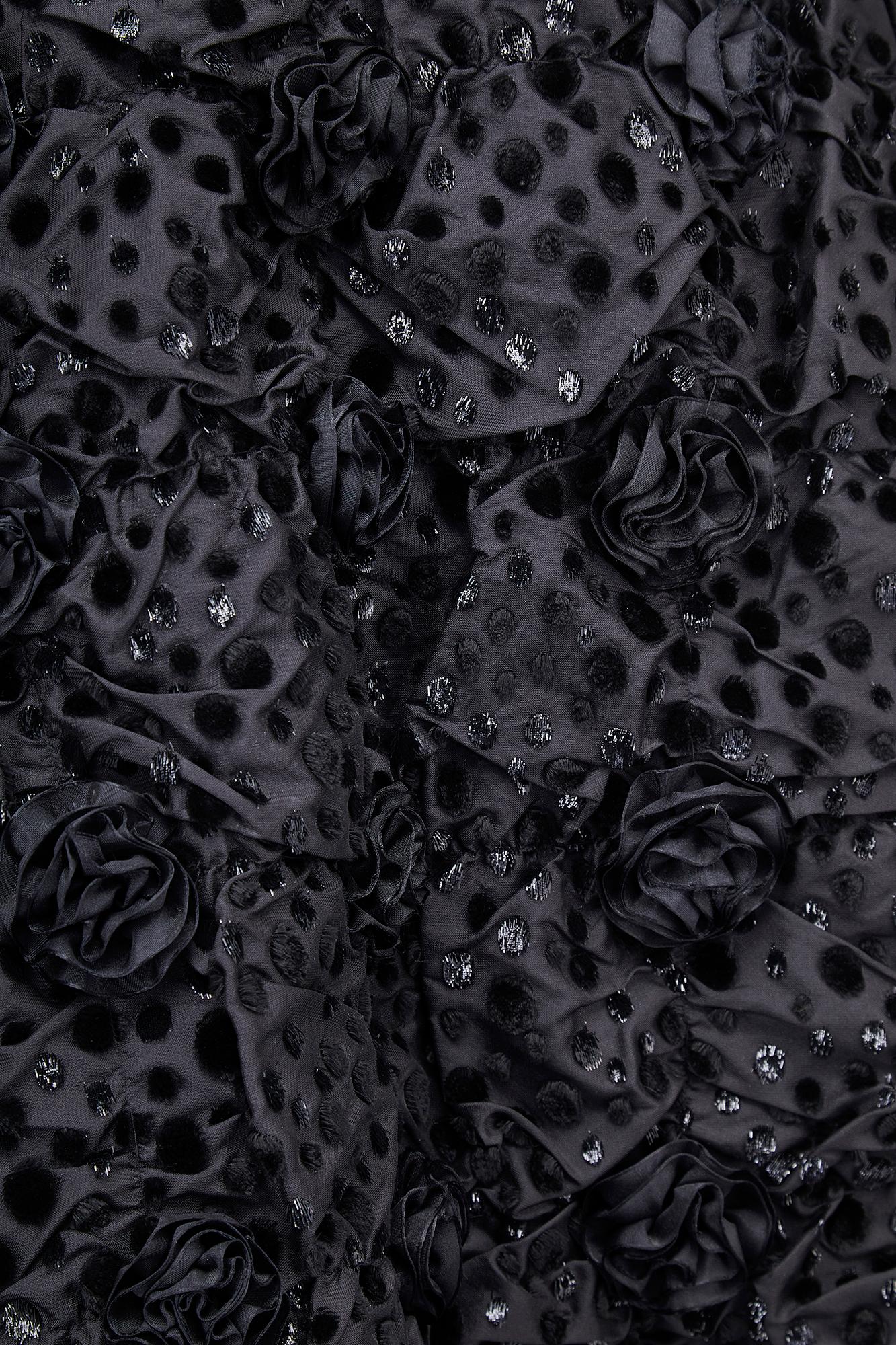 1980s Arnold Scaasi Couture Black Velvet Rosette Dress For Sale 1
