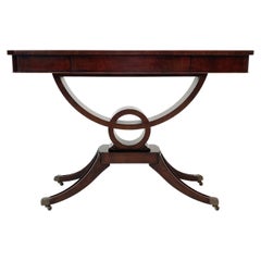 1980s Art Deco/Chinoiserie Style Tiger-Wood Mahogany Console Table by Sherrill