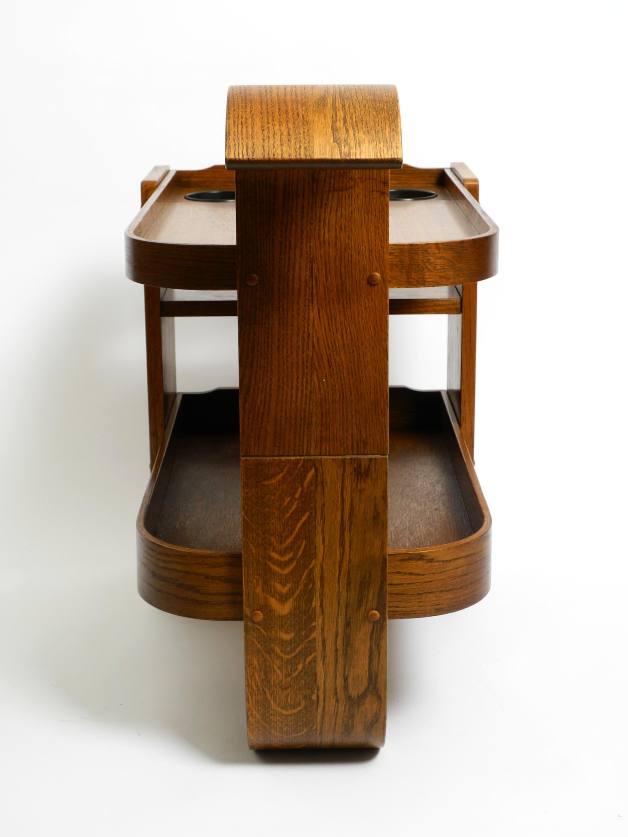 1980s Art Deco design bar cart made of solid oak  Made in the Netherlands 3