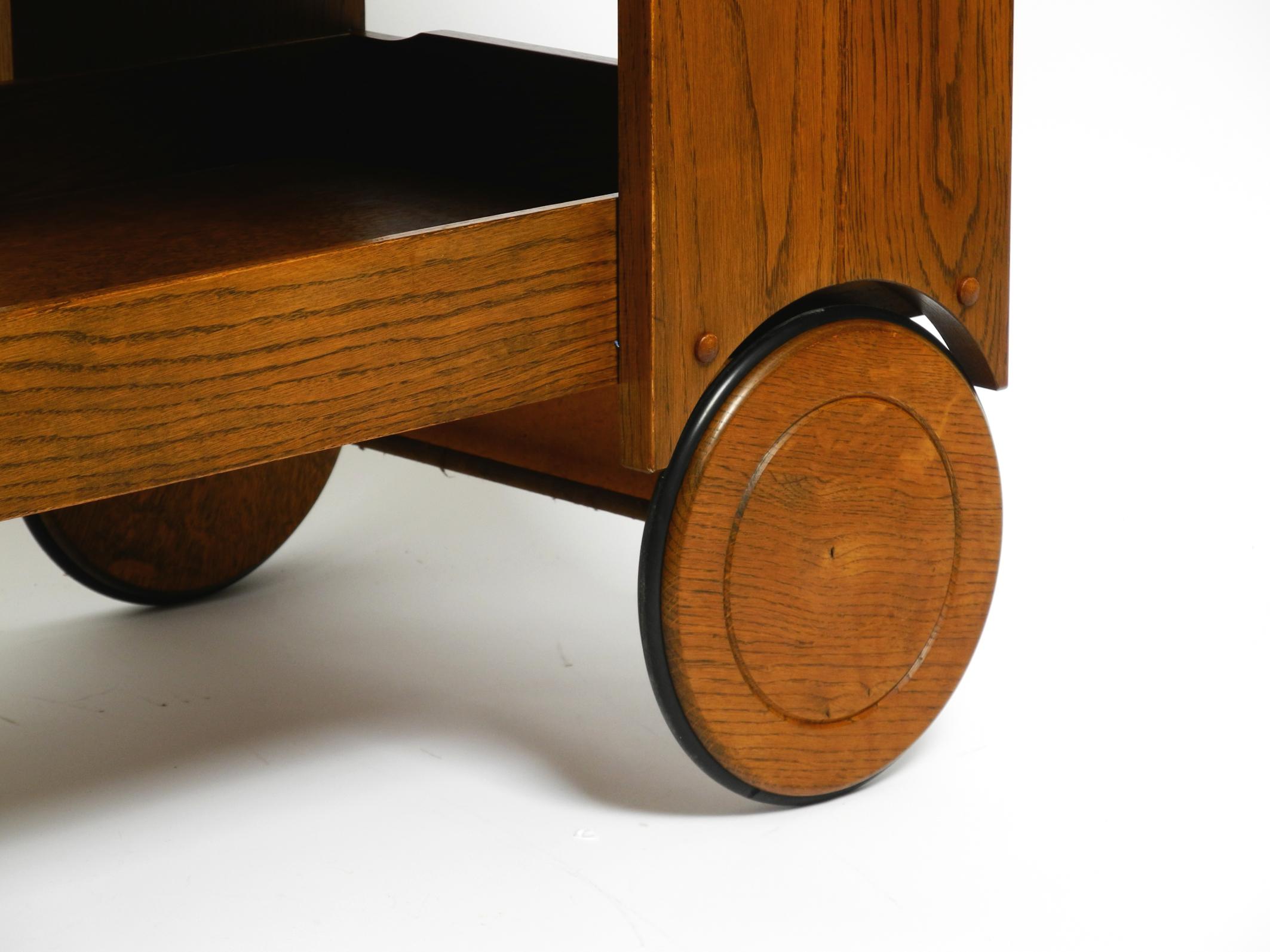 1980s Art Deco design bar cart made of solid oak  Made in the Netherlands 5