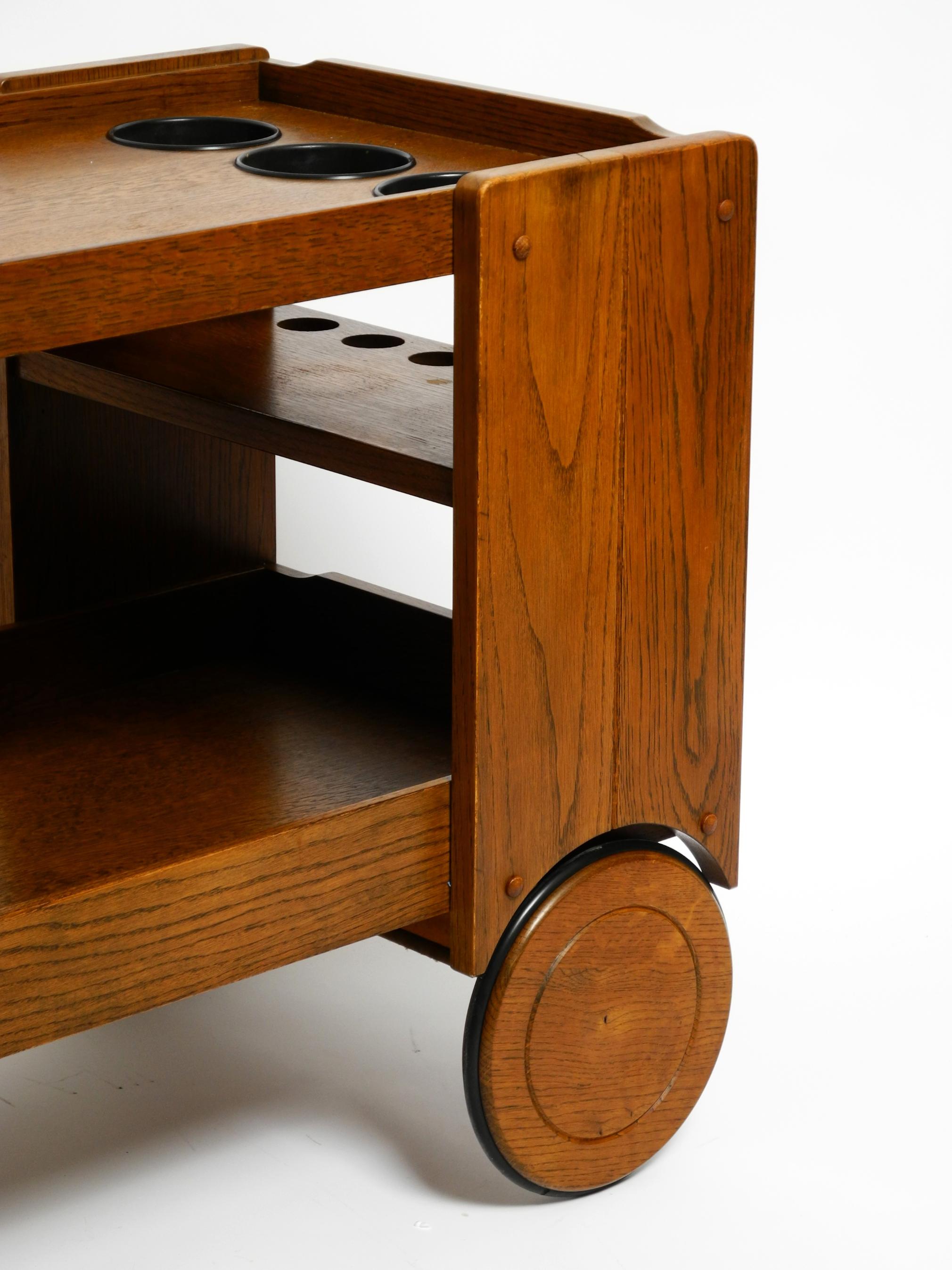 1980s Art Deco design bar cart made of solid oak  Made in the Netherlands 6