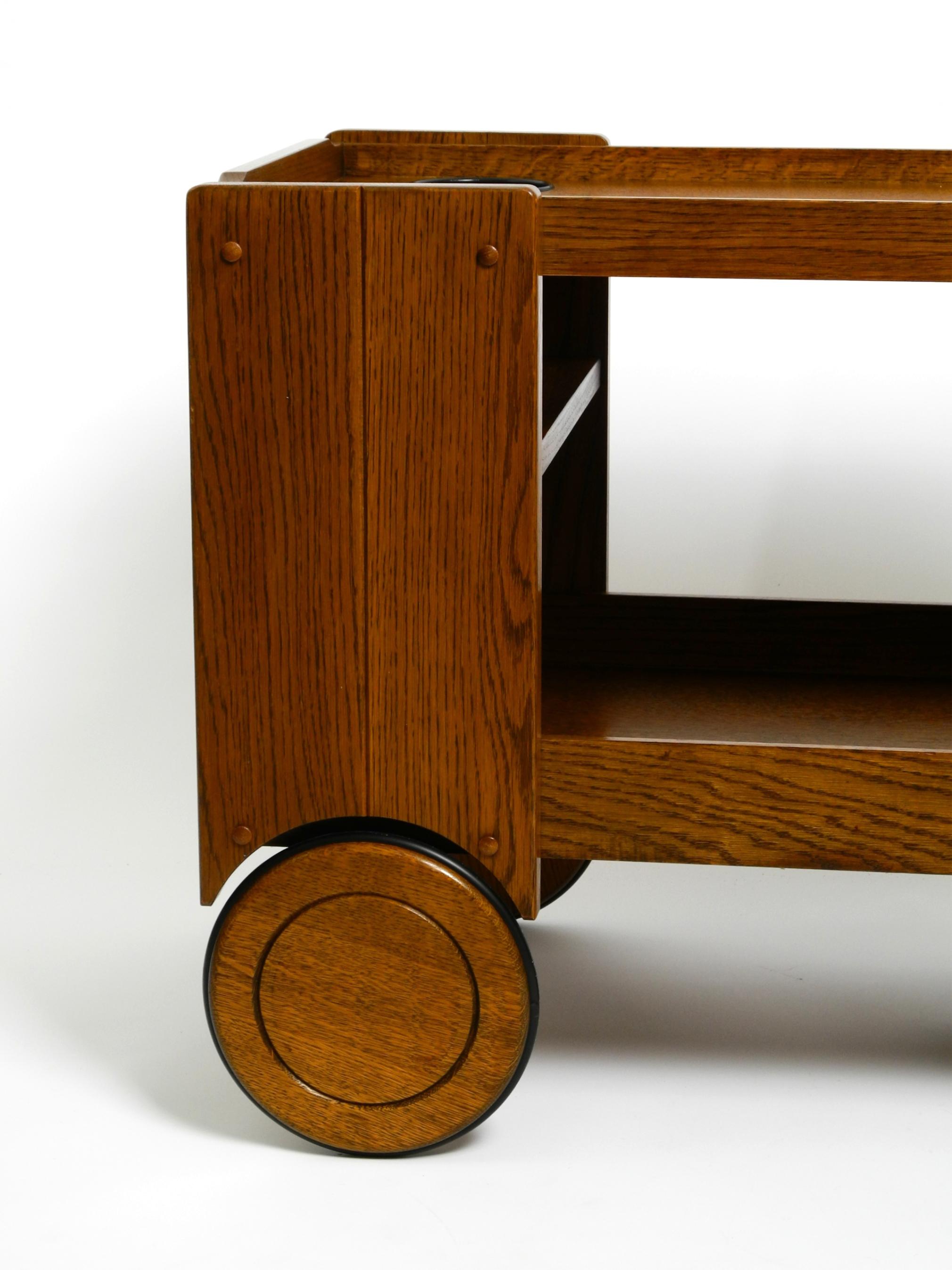 1980s Art Deco design bar cart made of solid oak  Made in the Netherlands 7