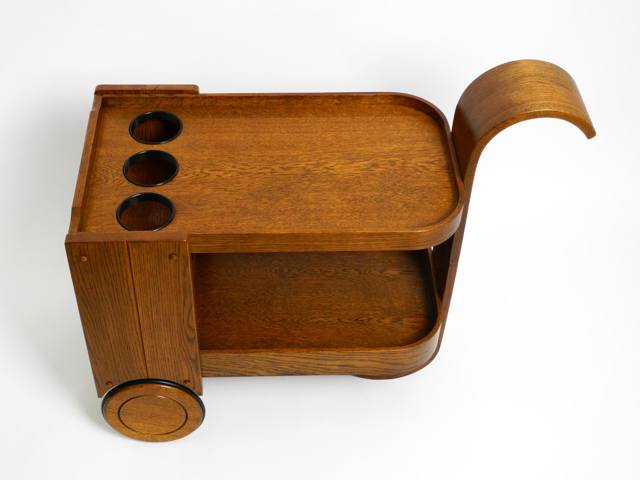 Dutch 1980s Art Deco design bar cart made of solid oak  Made in the Netherlands