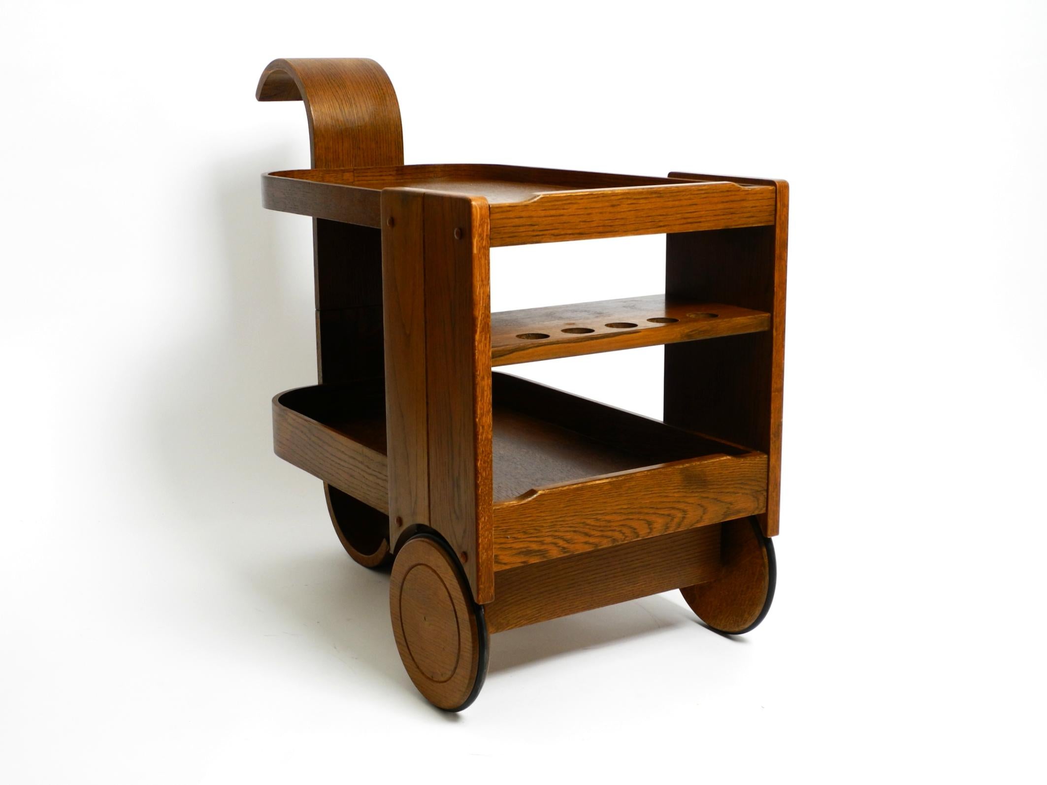 Late 20th Century 1980s Art Deco design bar cart made of solid oak  Made in the Netherlands