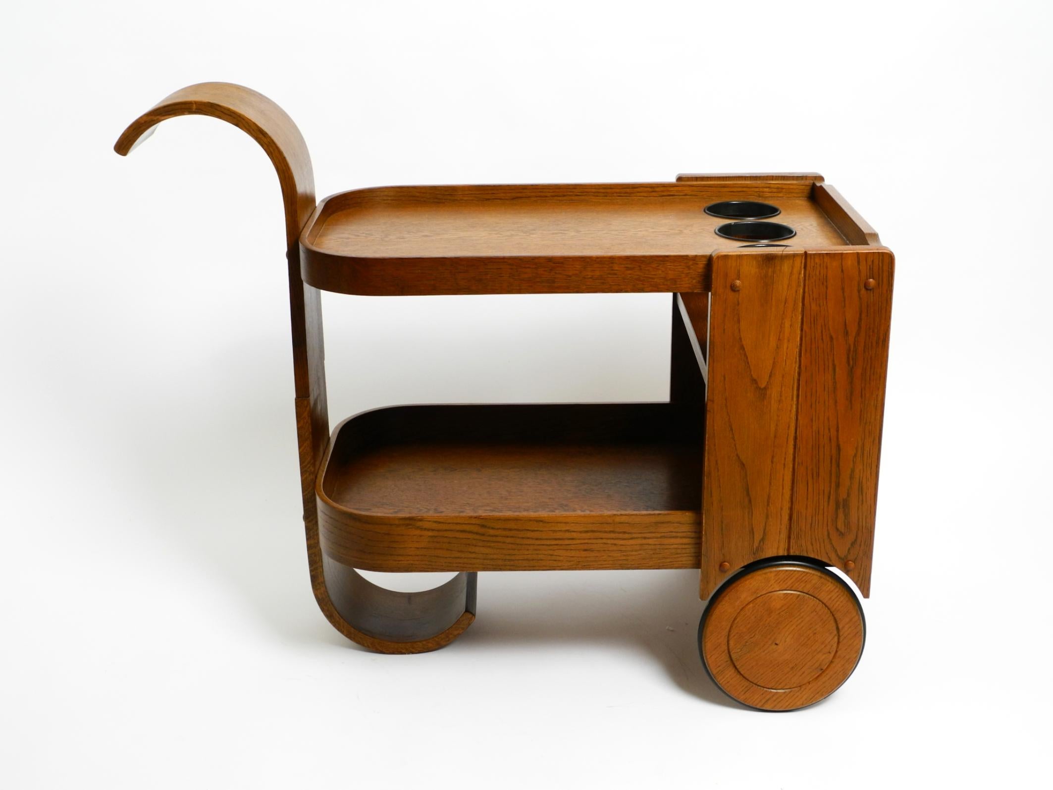 Oak 1980s Art Deco design bar cart made of solid oak  Made in the Netherlands
