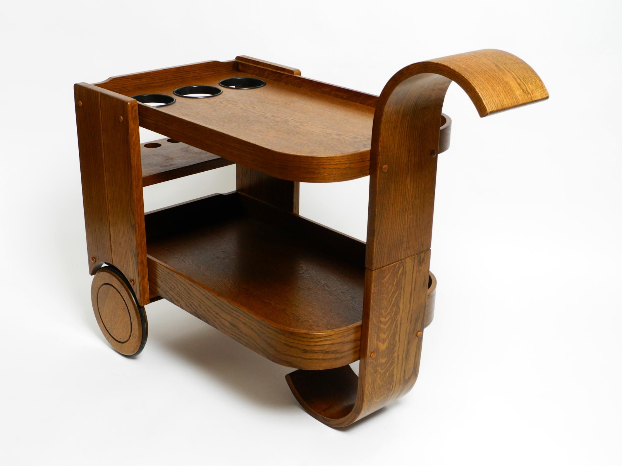 1980s Art Deco design bar cart made of solid oak  Made in the Netherlands 1