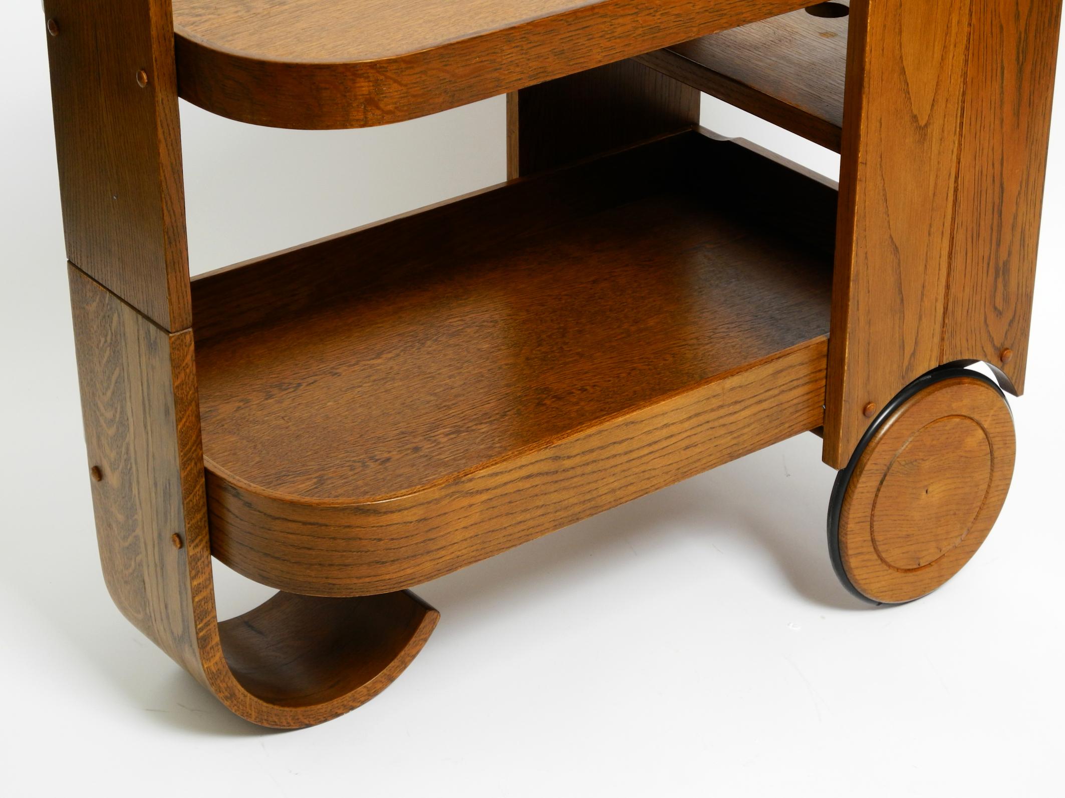 1980s Art Deco design bar cart made of solid oak  Made in the Netherlands 2