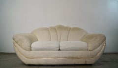 1980's Art Deco Hollywood Regency Brass Gondola Loveseat Sofa