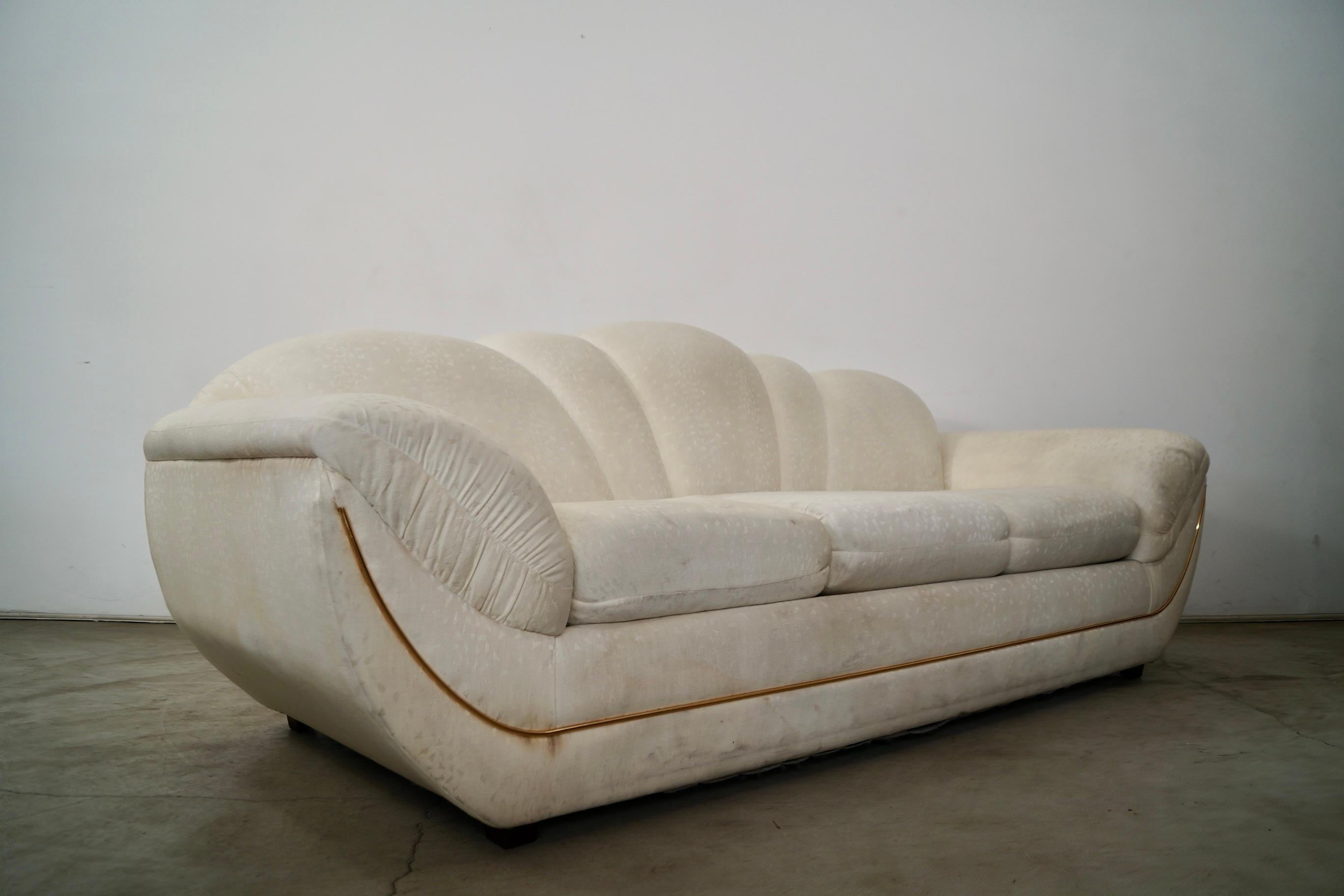 1980's Art Deco Hollywood Regency Gondola Sofa by Bassett Furniture 6