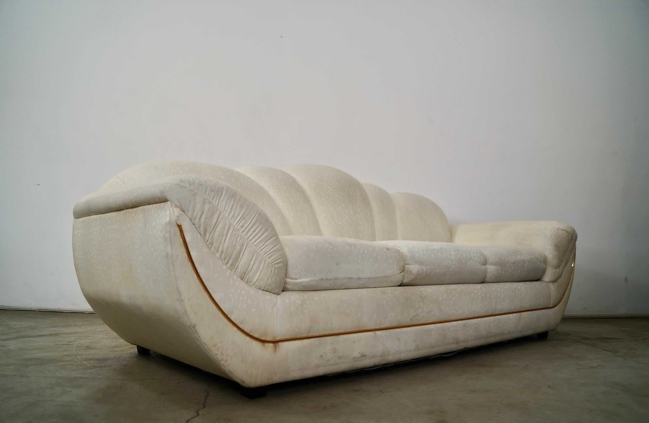 1980's Art Deco Hollywood Regency Gondola Sofa by Bassett Furniture 7