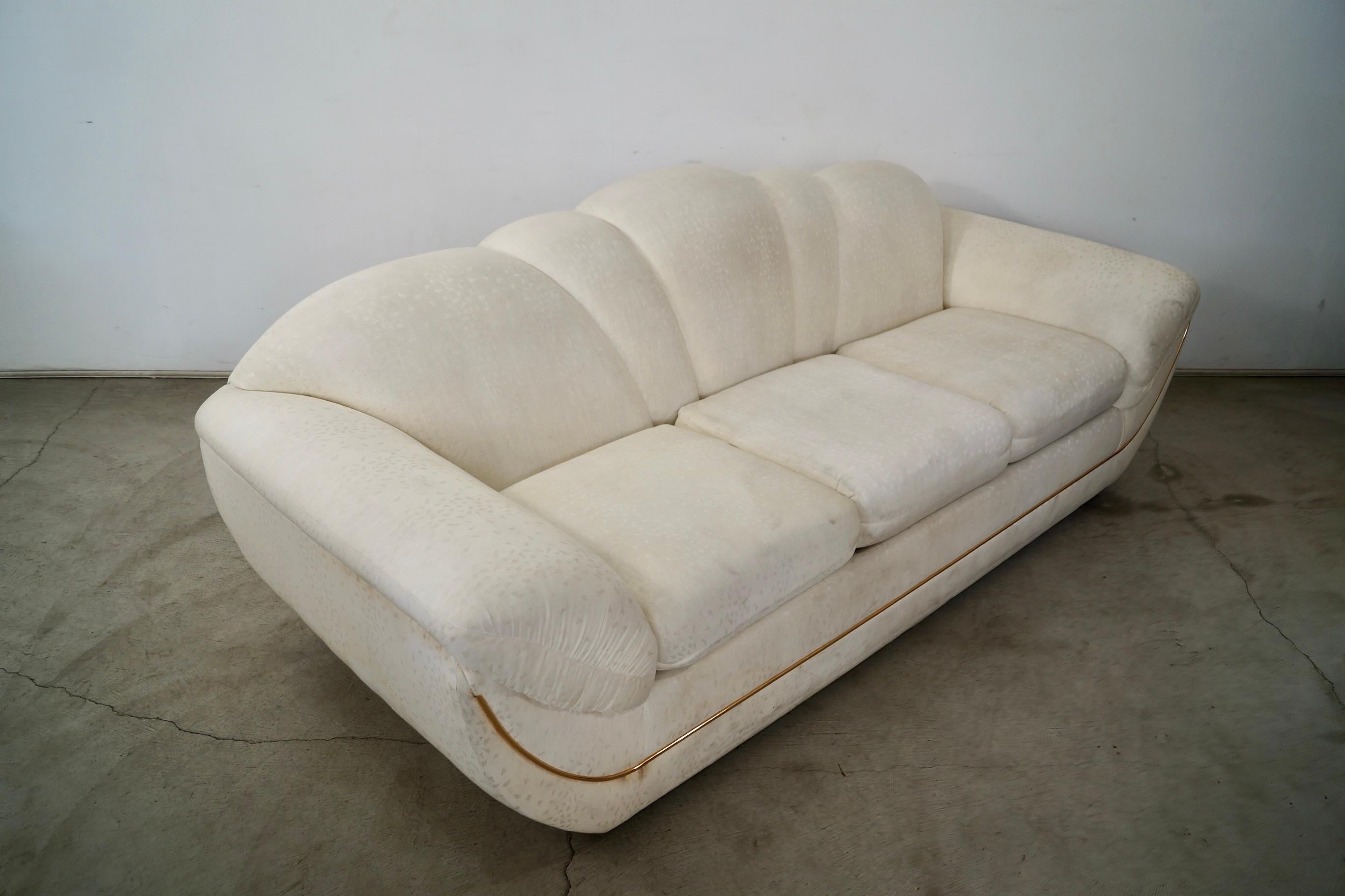 1980's Art Deco Hollywood Regency Gondola Sofa by Bassett Furniture 8