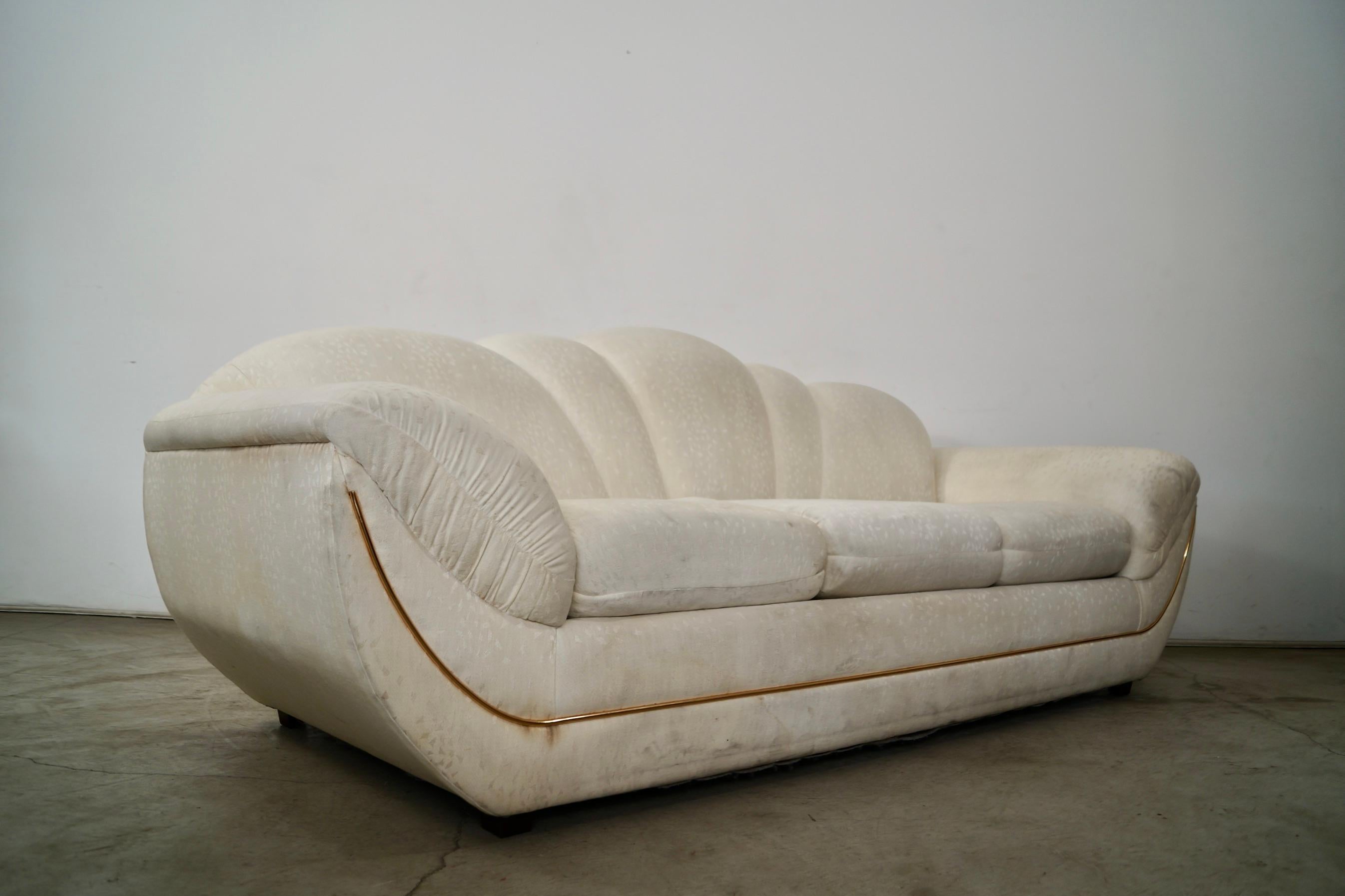 1980's Art Deco Hollywood Regency Gondola Sofa by Bassett Furniture 9
