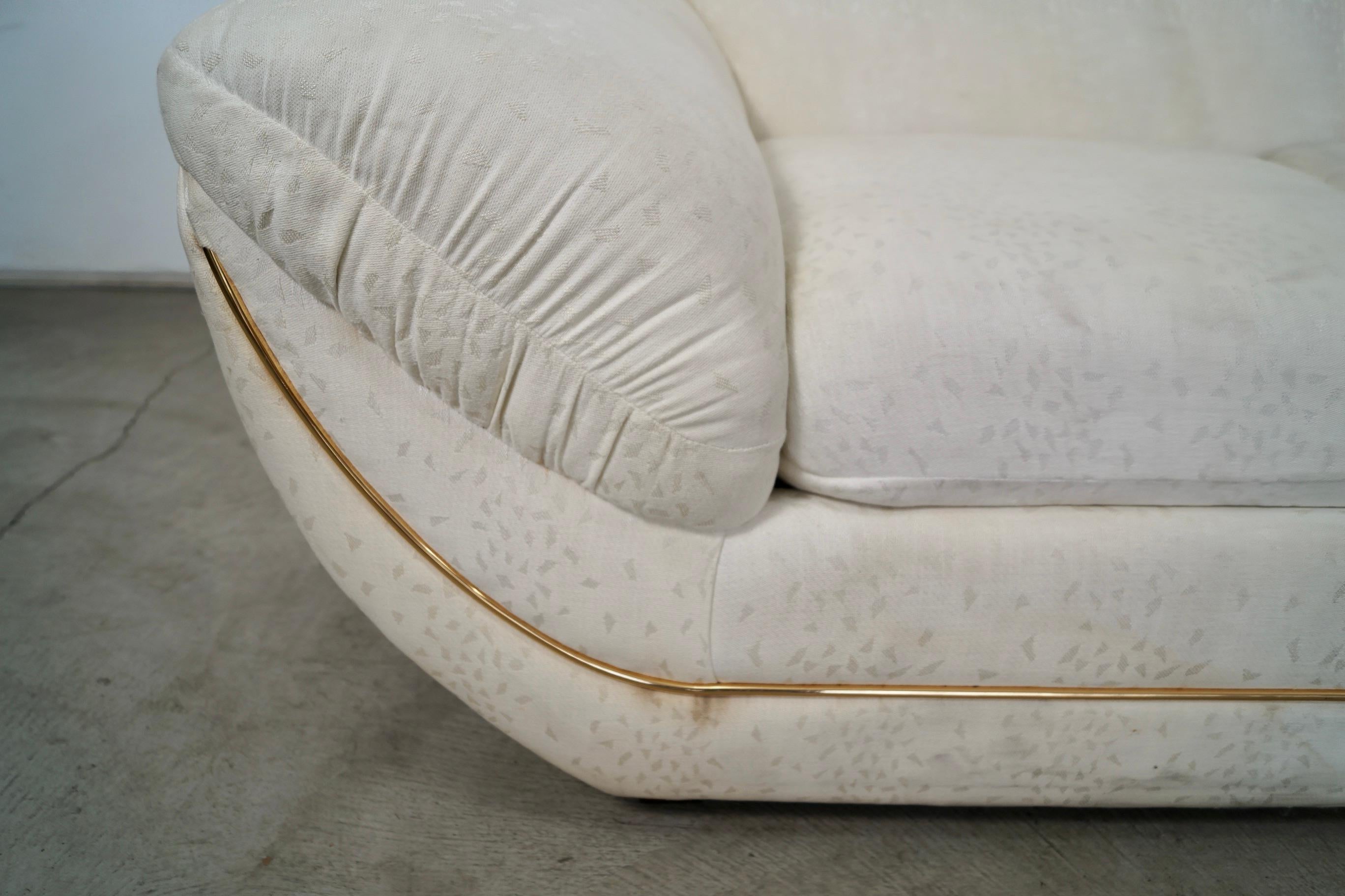 1980's Art Deco Hollywood Regency Gondola Sofa by Bassett Furniture 10