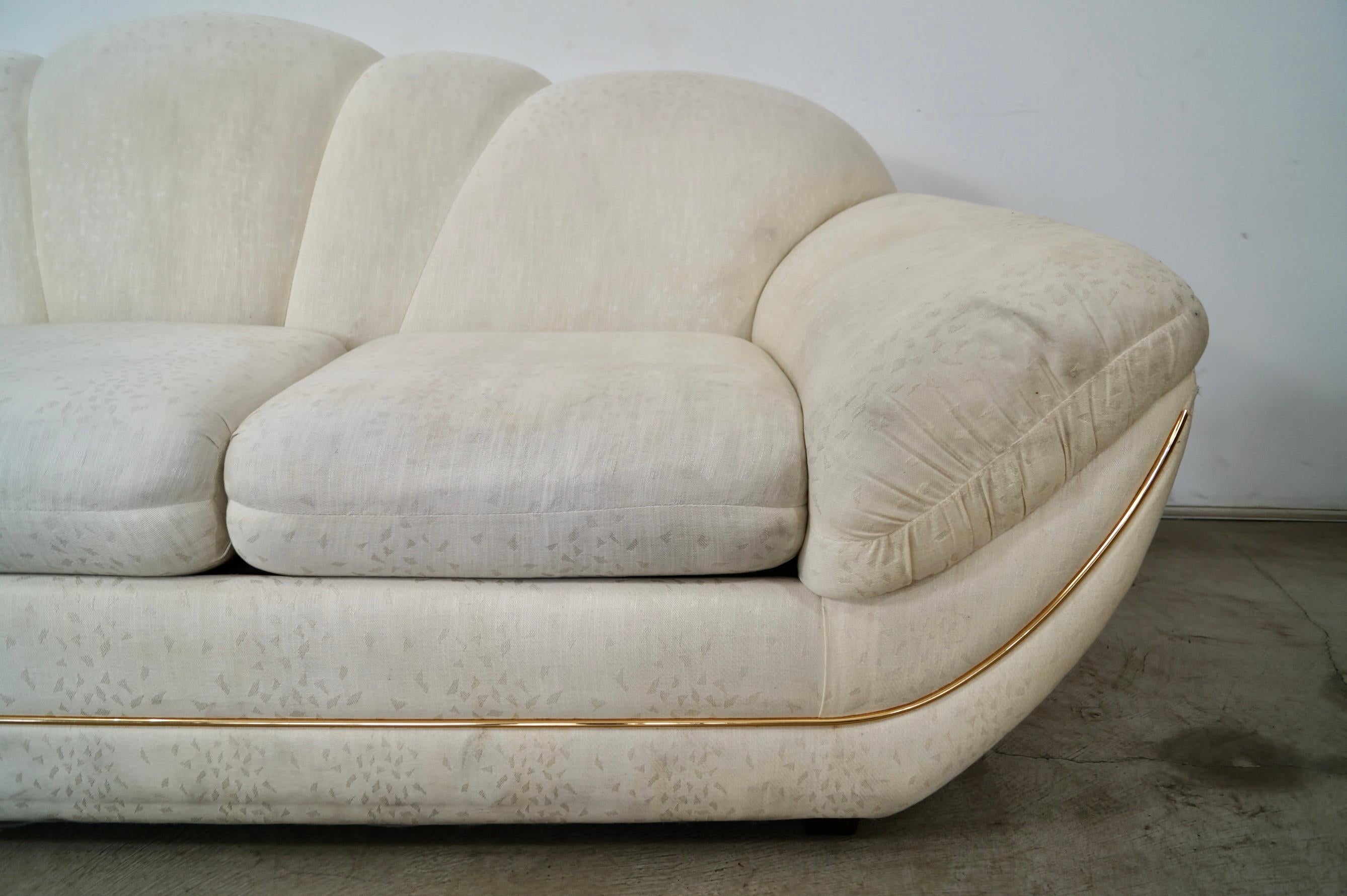 1980's Art Deco Hollywood Regency Gondola Sofa by Bassett Furniture 11