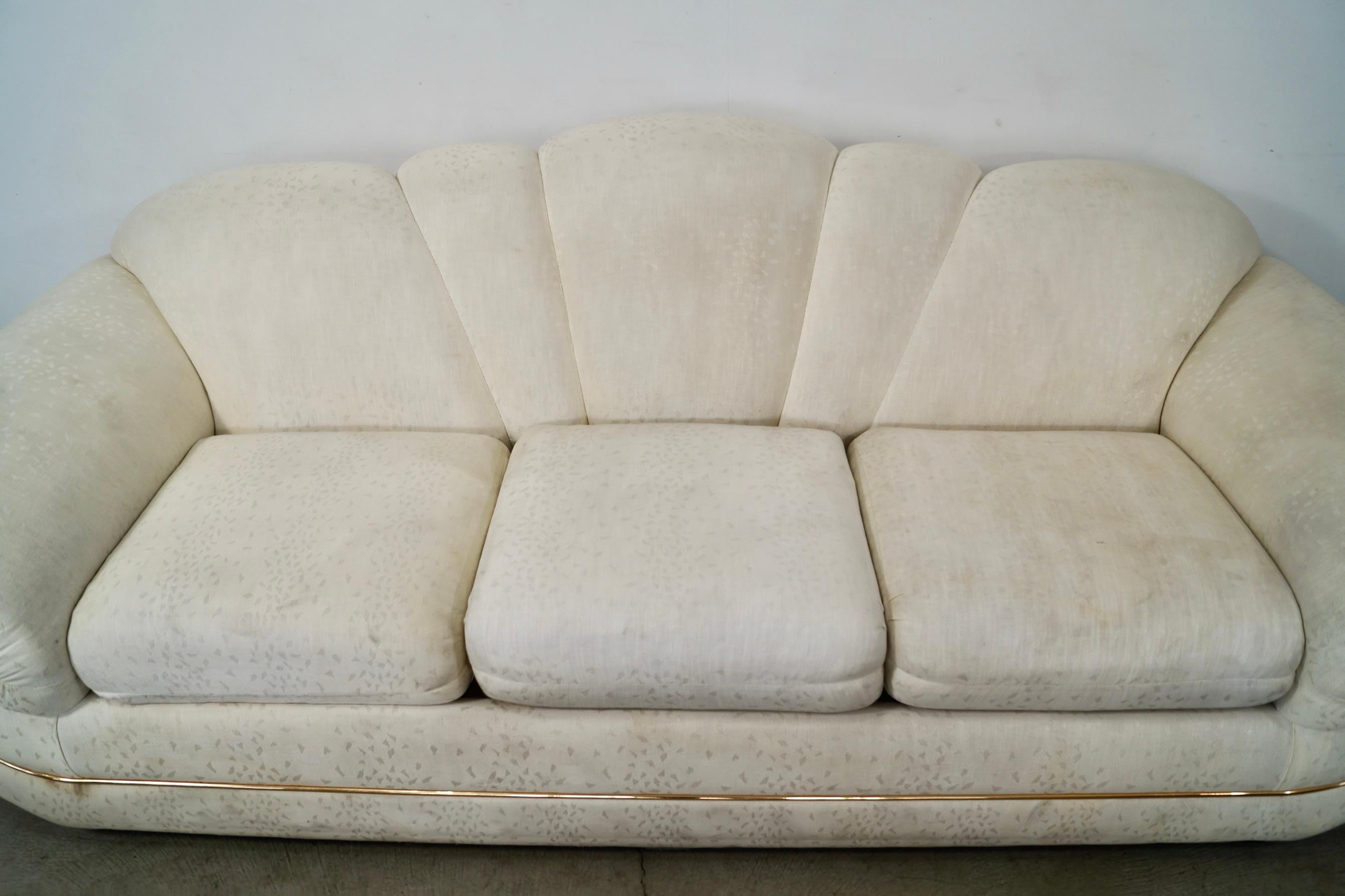 1980's Art Deco Hollywood Regency Gondola Sofa by Bassett Furniture 12