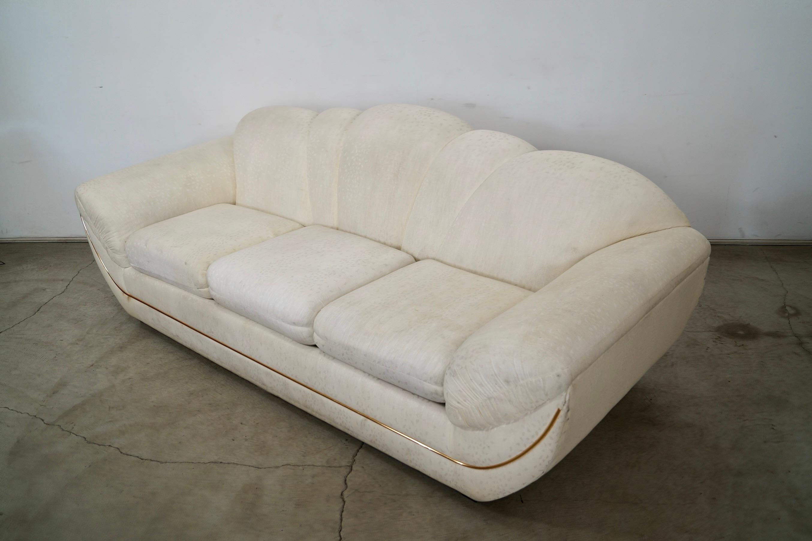 American 1980's Art Deco Hollywood Regency Gondola Sofa by Bassett Furniture