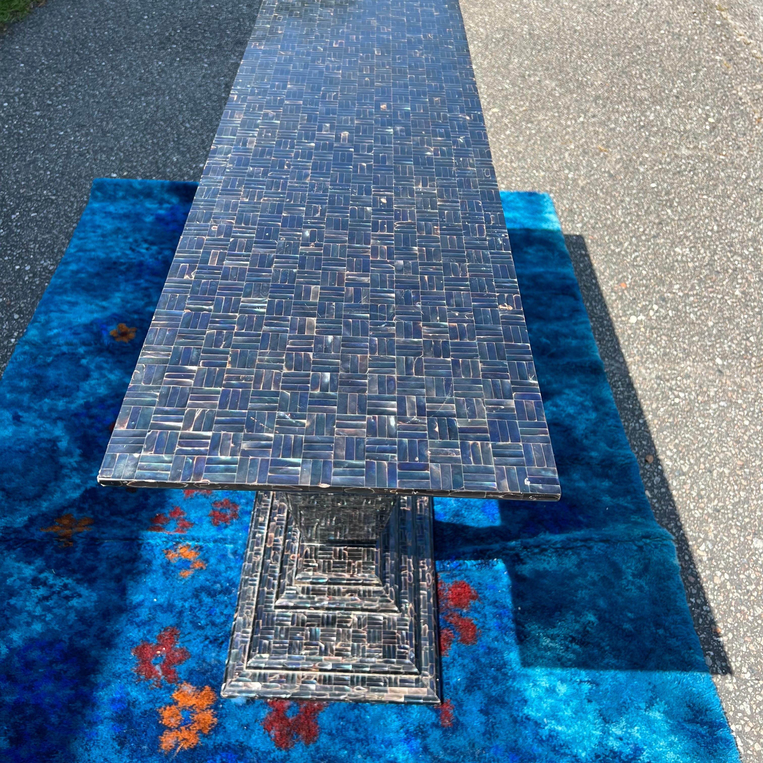 1980s Enrique Garcel style Tessellated Abalone Shell Console Table For Sale 3