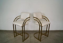 1980's Art Deco Milo Baughman Stil Barhocker - ein Paar