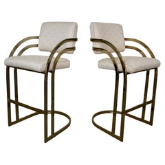 1980's Art Deco Milo Baughman Stil Barhocker - ein Paar