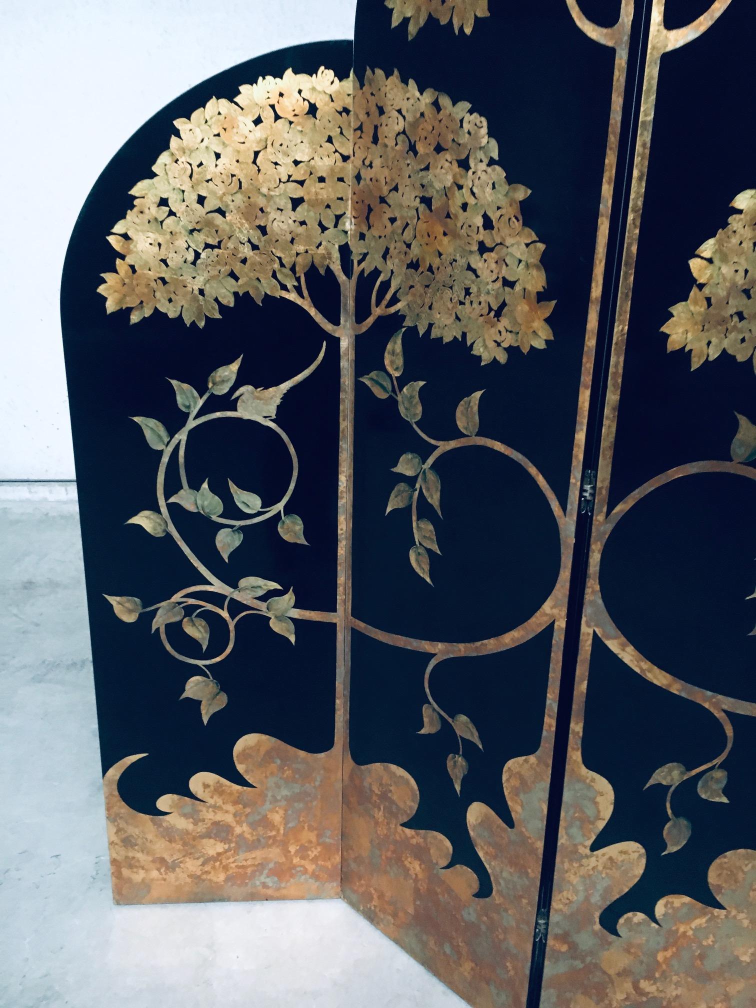 1980's Art Deco Revival Asiatisch Schwarz & Blattgold Bildschirm Raumtrenner im Angebot 5