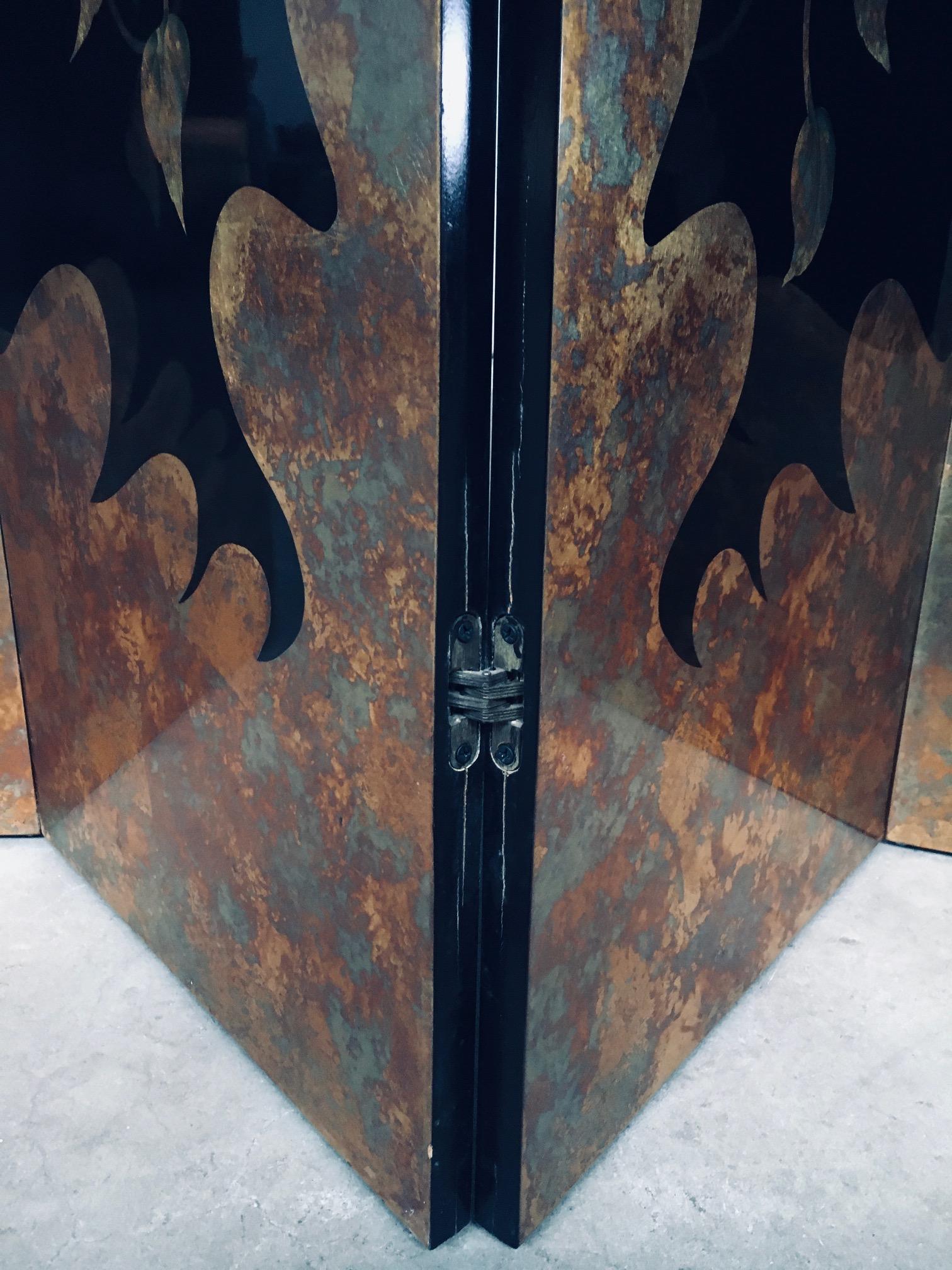 1980's Art Deco Revival Asiatisch Schwarz & Blattgold Bildschirm Raumtrenner im Angebot 12
