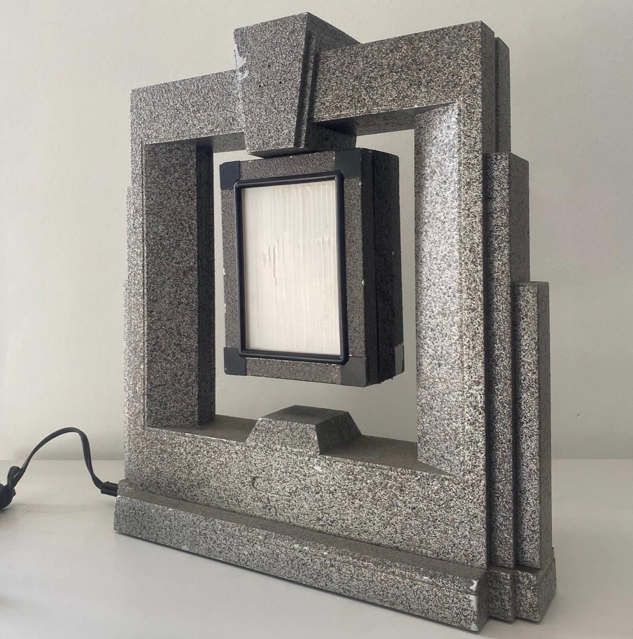American 1980s Art Deco Revival Faux Marble Floating Frame For Sale