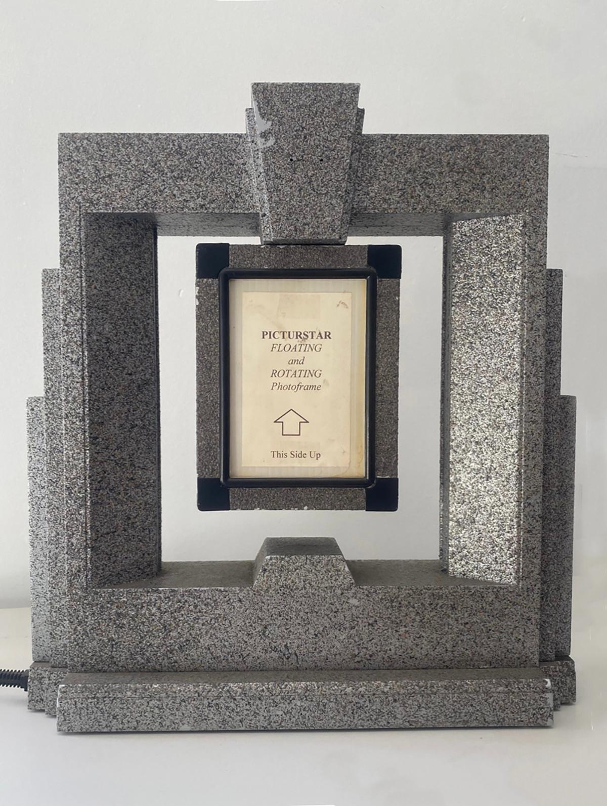 1980s Art Deco Revival Faux Marble Floating Frame In Fair Condition For Sale In San Gabriel, CA