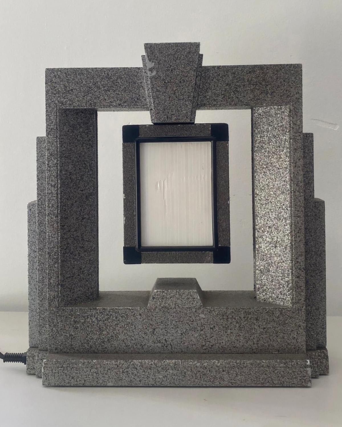 Late 20th Century 1980s Art Deco Revival Faux Marble Floating Frame For Sale